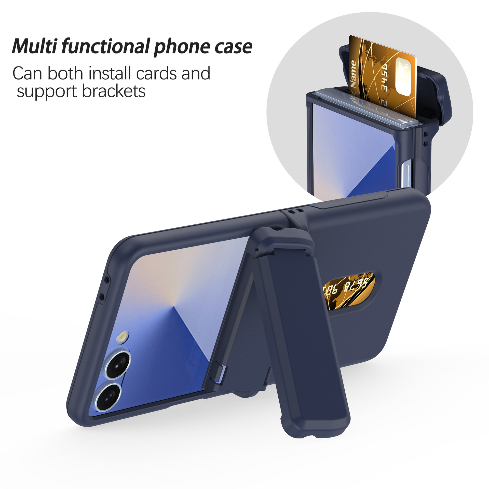 Compatible with Samsung Z Flip8/7 phone case, card slot holder, Flip6/5/4 spring-loaded folding screen protective case