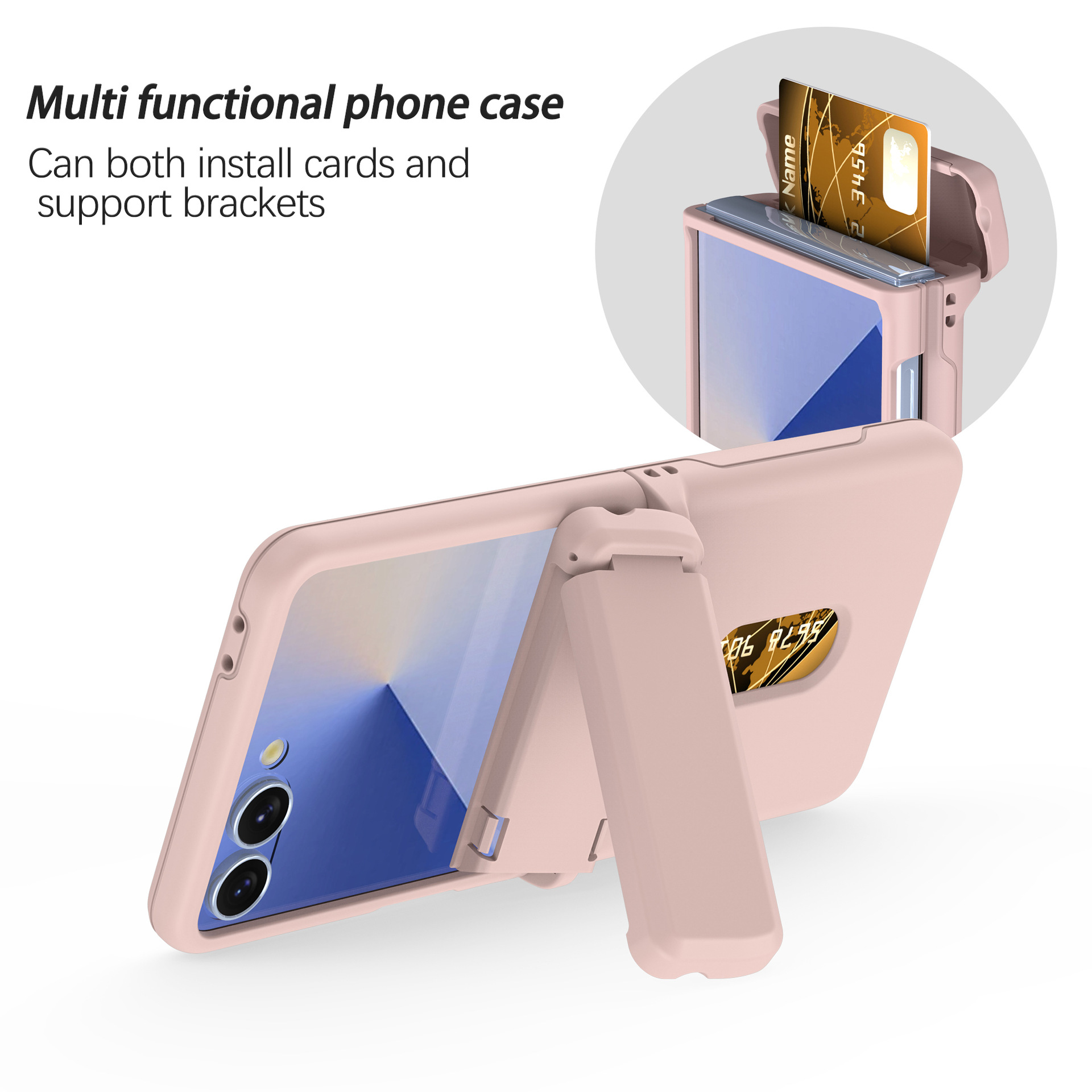 Compatible with Samsung Z Flip8/7 phone case, card slot holder, Flip6/5/4 spring-loaded folding screen protective case