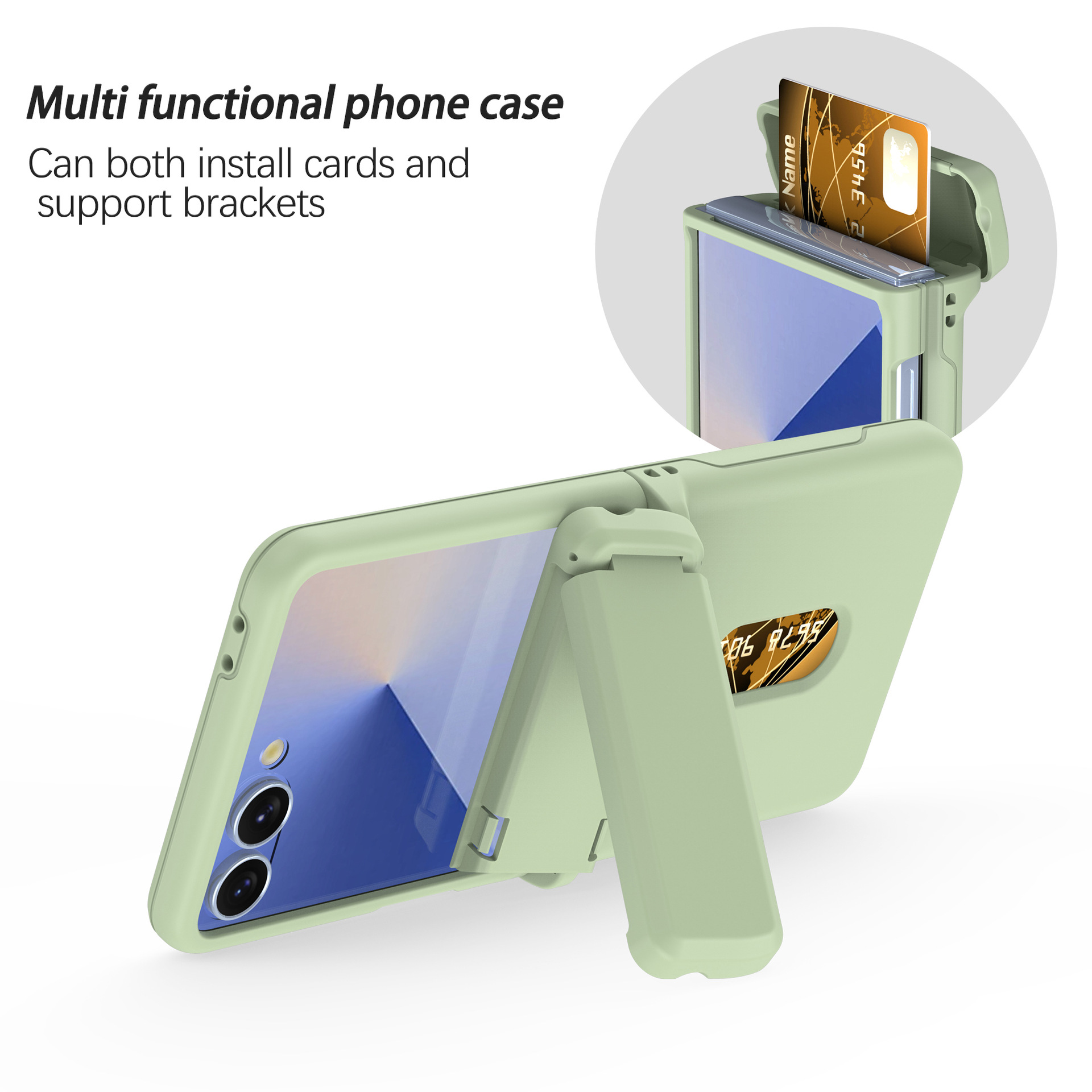 Compatible with Samsung Z Flip8/7 phone case, card slot holder, Flip6/5/4 spring-loaded folding screen protective case