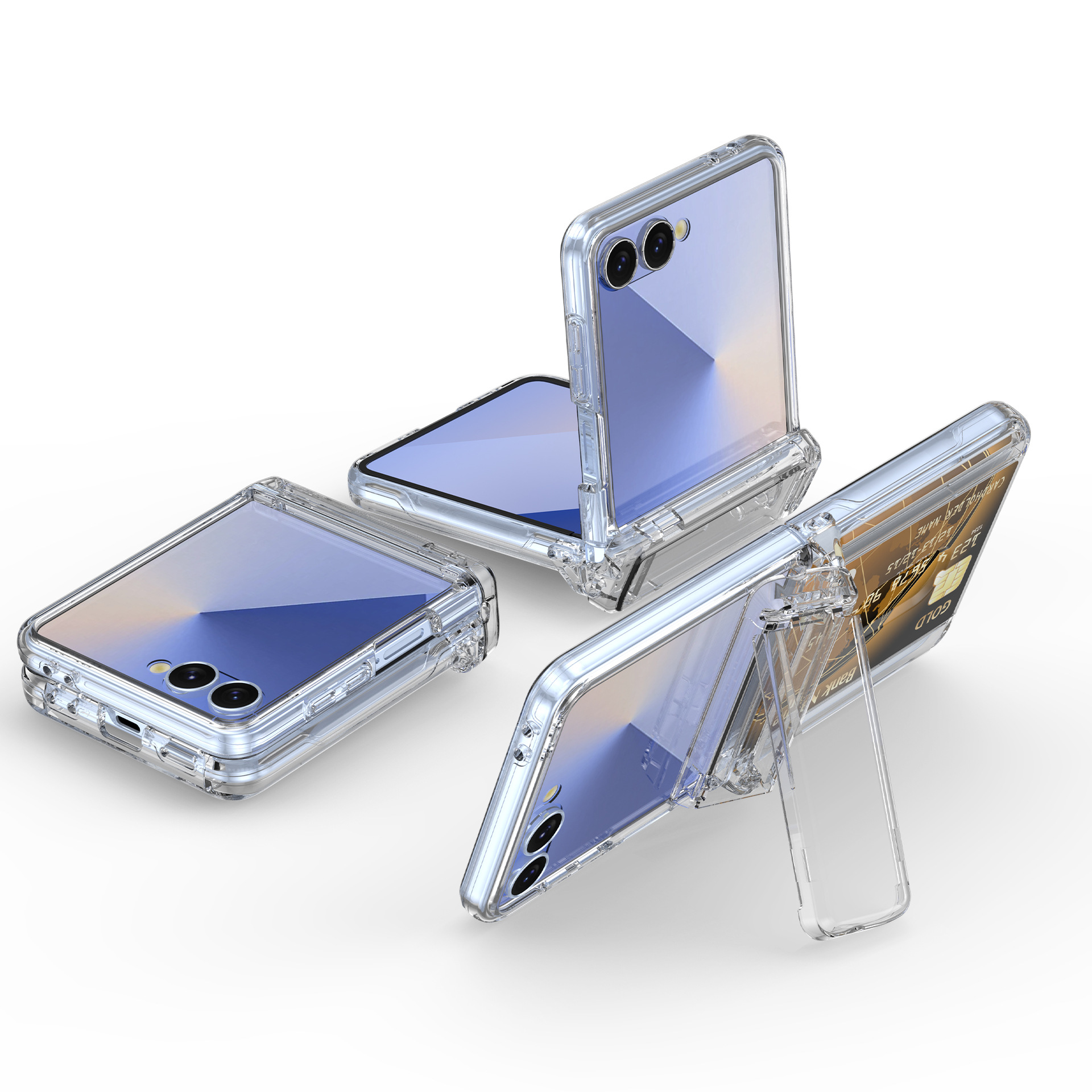 Compatible with Samsung Z Flip8/7 phone case, card slot holder, Flip6/5/4 spring-loaded folding screen protective case