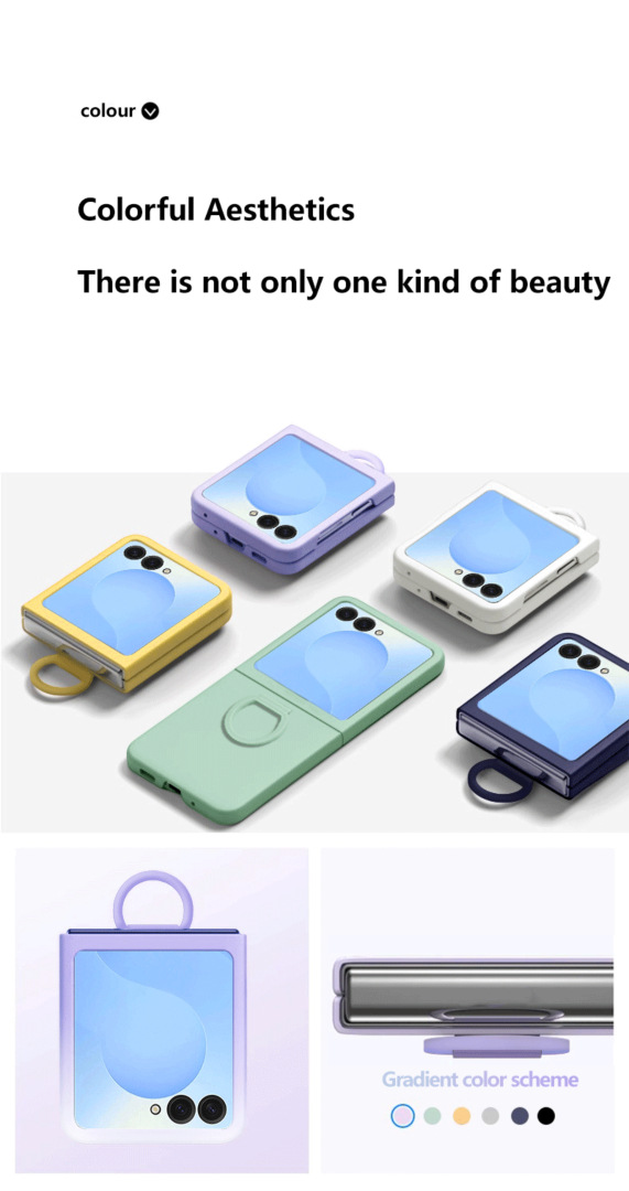 Compatible with Samsung Z Flip8 phone case, Flip7/6/5 solid color skin-feel ring ultra-thin protective case, official style.