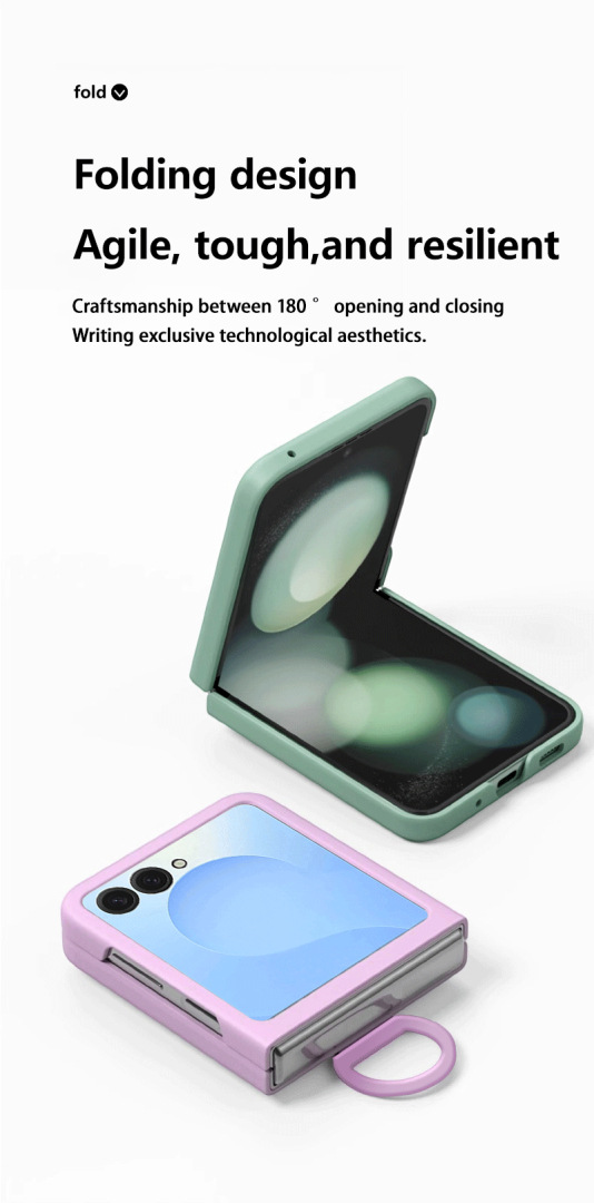 Compatible with Samsung Z Flip8 phone case, Flip7/6/5 solid color skin-feel ring ultra-thin protective case, official style.