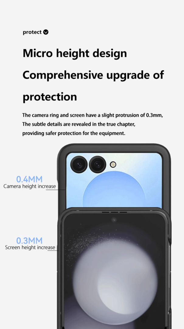 Compatible with Samsung Z Flip8 phone case, Flip7/6/5 solid color skin-feel ring ultra-thin protective case, official style.