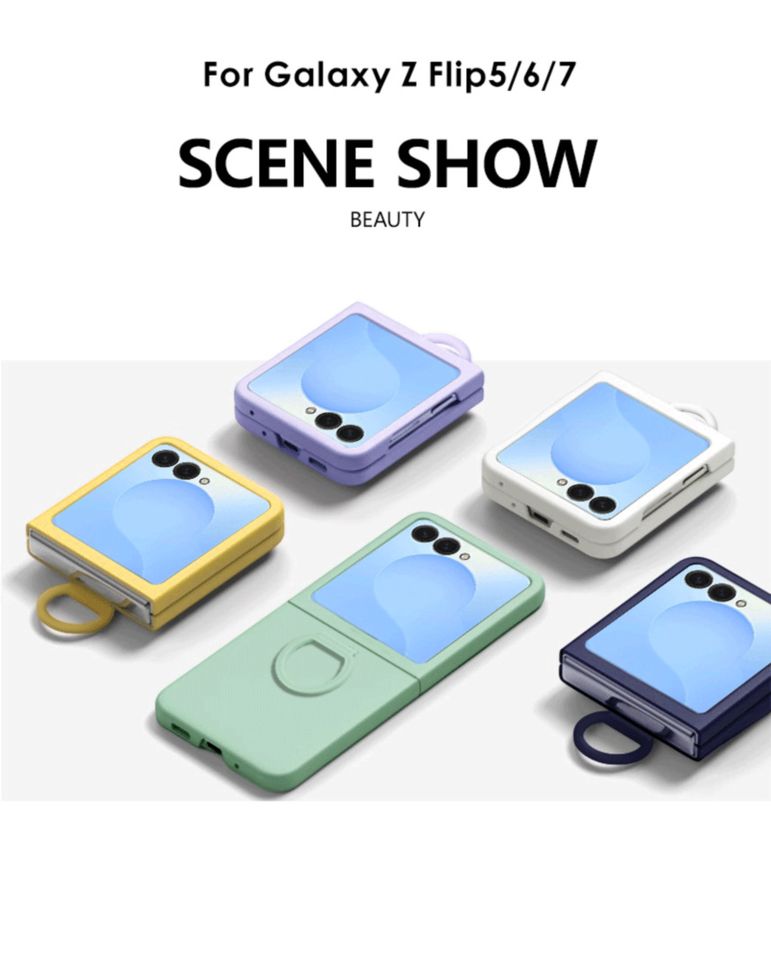 Compatible with Samsung Z Flip8 phone case, Flip7/6/5 solid color skin-feel ring ultra-thin protective case, official style.