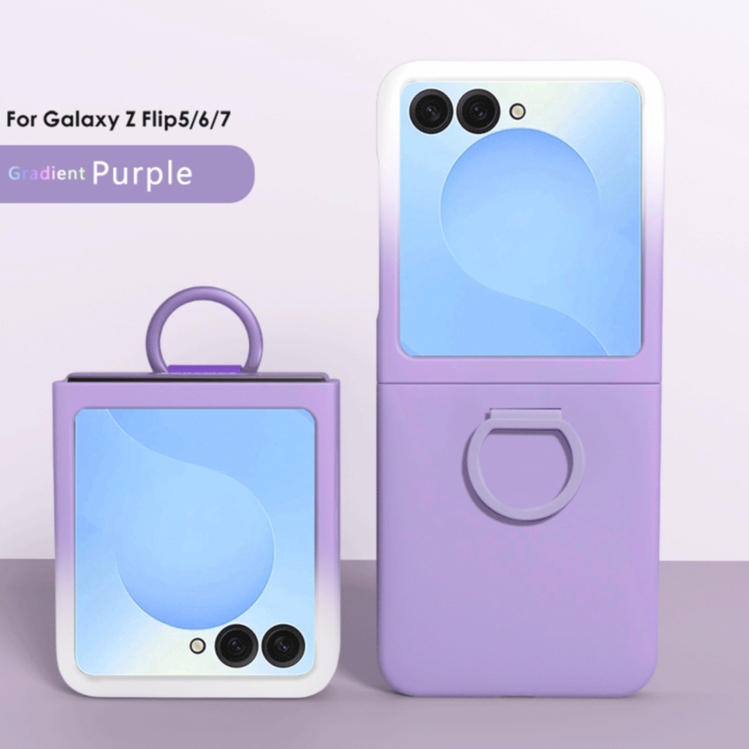 Compatible with Samsung Z Flip8 phone case, Flip7/6/5 solid color skin-feel ring ultra-thin protective case, official style.