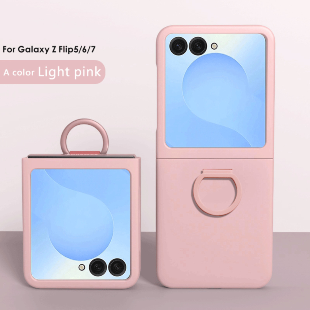 Compatible with Samsung Z Flip8 phone case, Flip7/6/5 solid color skin-feel ring ultra-thin protective case, official style.