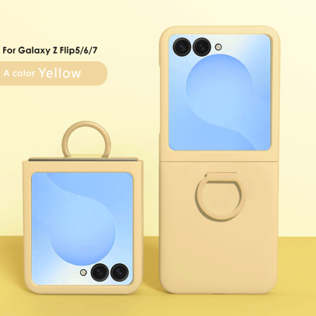 Compatible with Samsung Z Flip8 phone case, Flip7/6/5 solid color skin-feel ring ultra-thin protective case, official style.