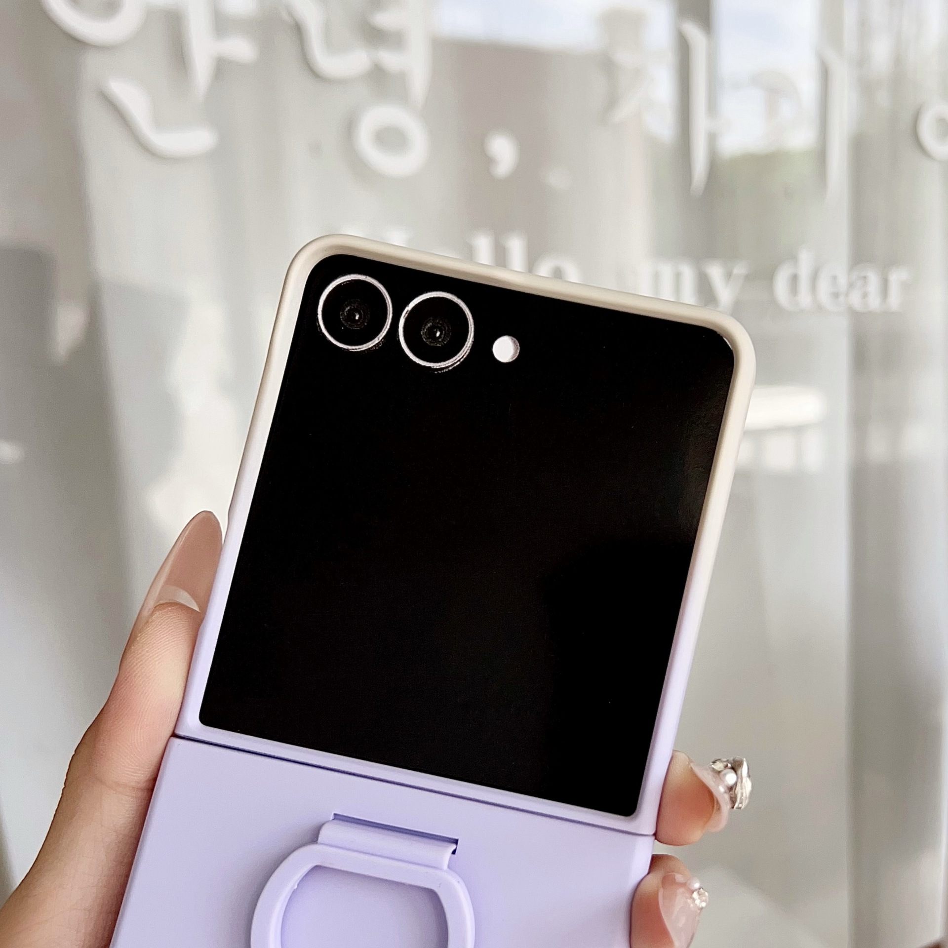 Compatible with Samsung Z Flip8 phone case, Flip7/6/5 solid color skin-feel ring ultra-thin protective case, official style.