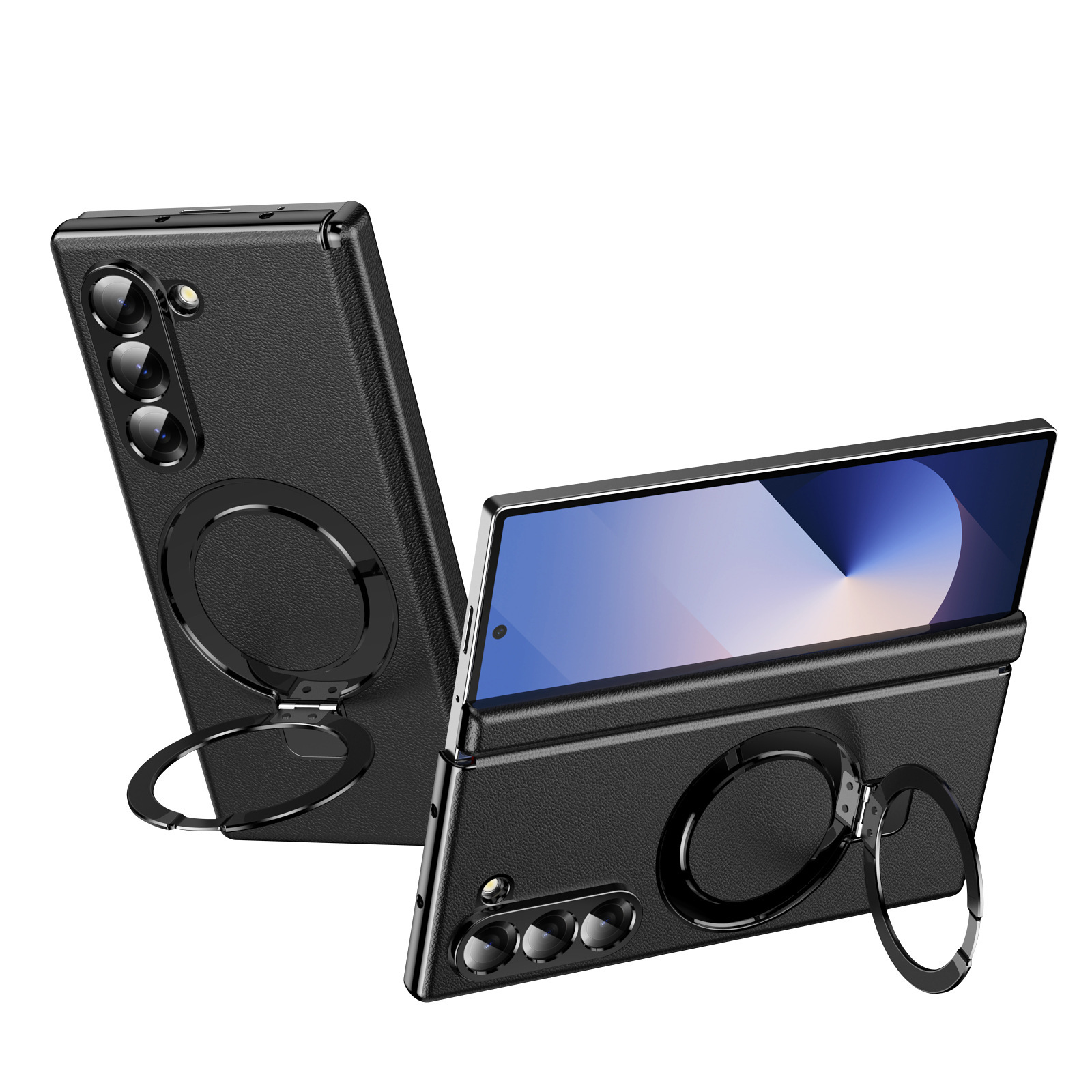 Compatible with Samsung Z Fold8/7 phone case, 6/5 case, electroplated leather, stand, 4/3 folding screen protector