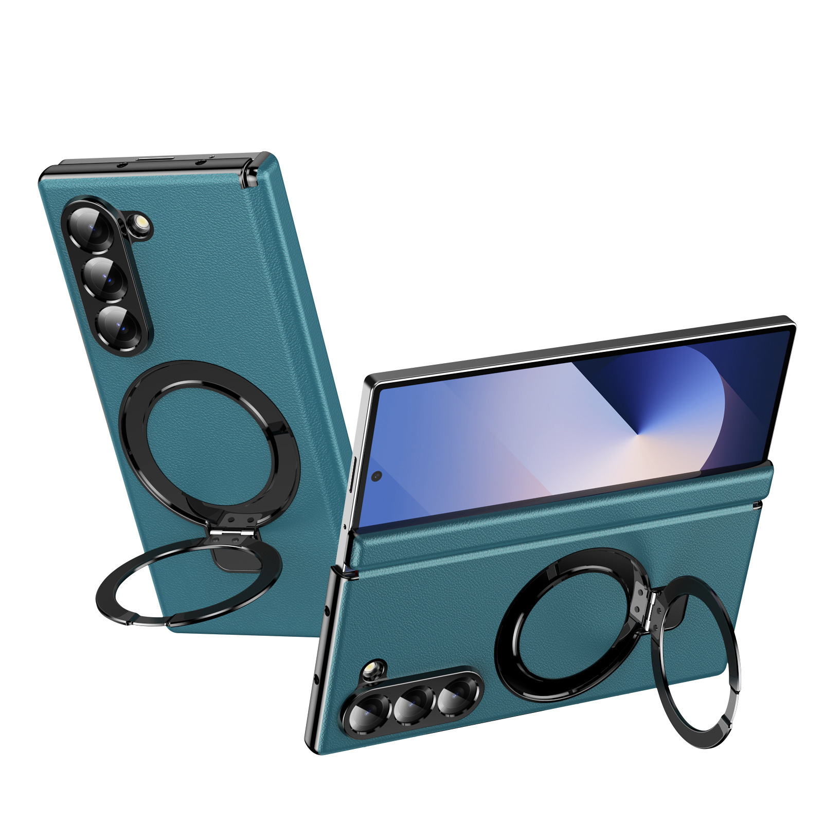Compatible with Samsung Z Fold8/7 phone case, 6/5 case, electroplated leather, stand, 4/3 folding screen protector