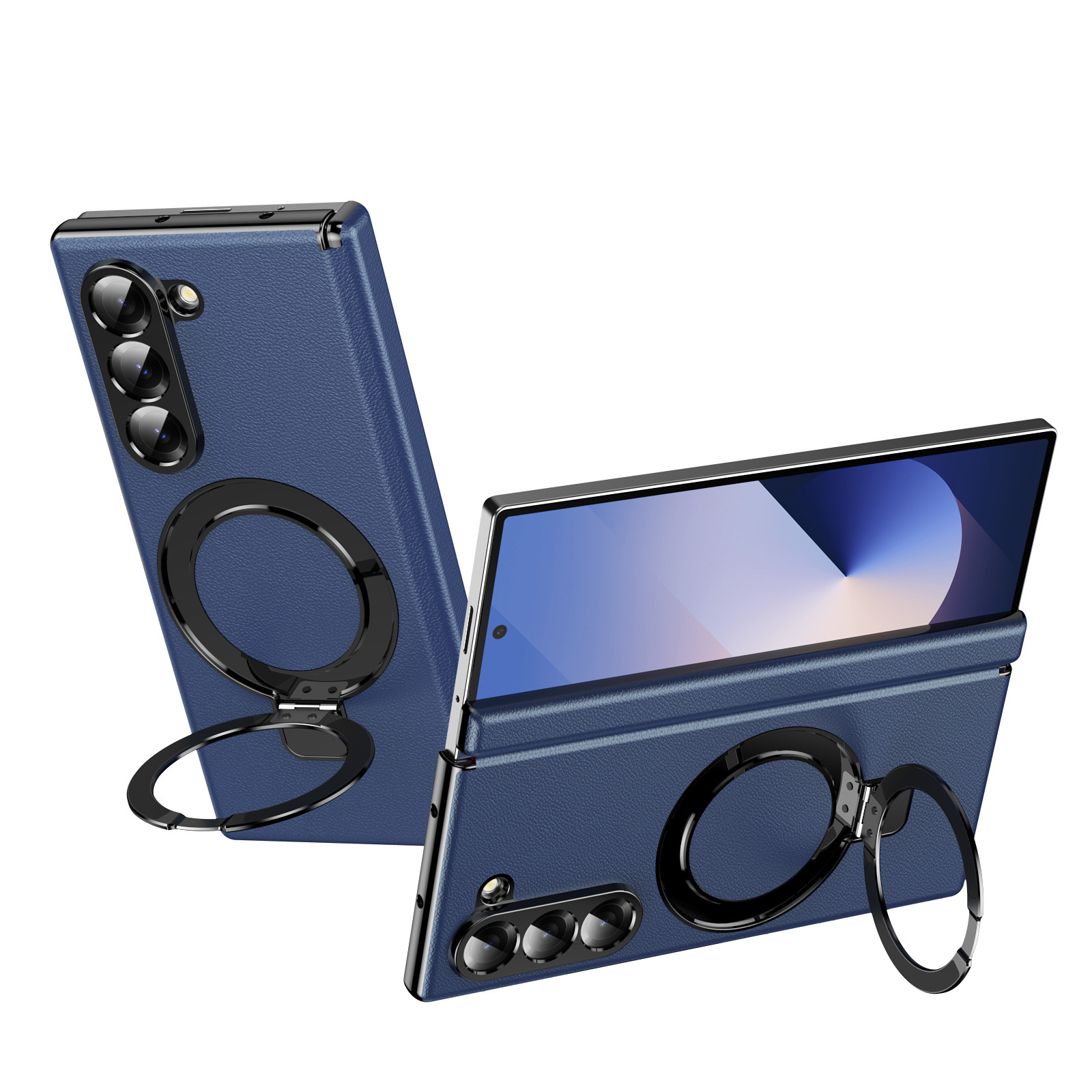 Compatible with Samsung Z Fold8/7 phone case, 6/5 case, electroplated leather, stand, 4/3 folding screen protector