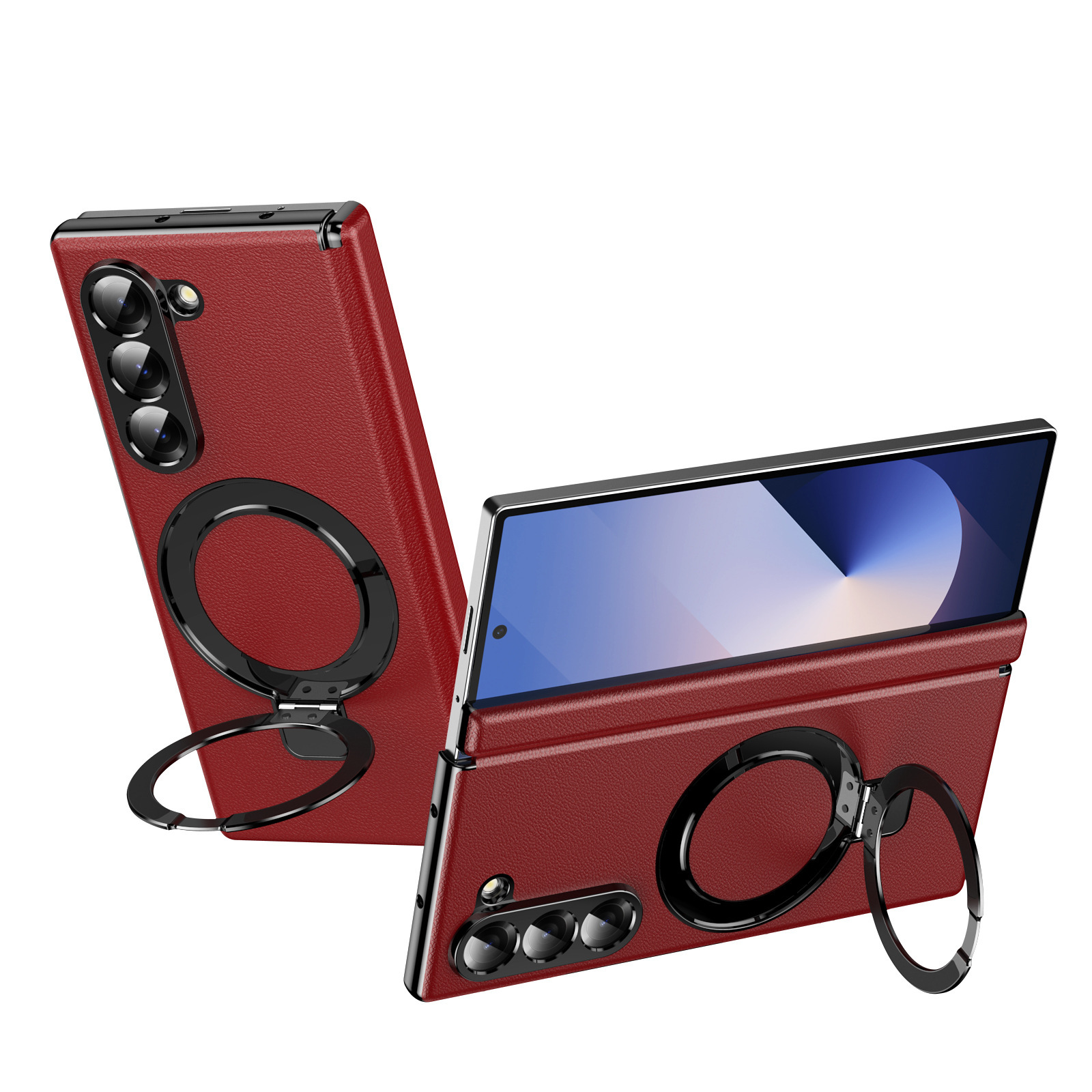 Compatible with Samsung Z Fold8/7 phone case, 6/5 case, electroplated leather, stand, 4/3 folding screen protector