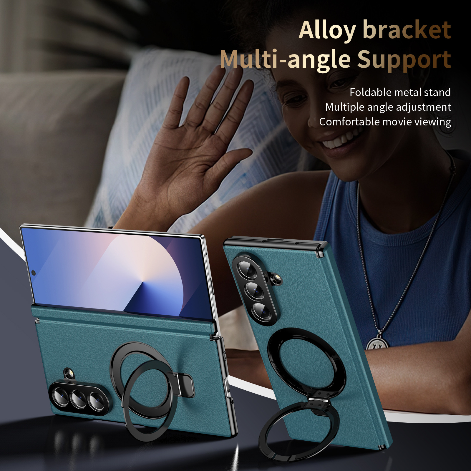 Compatible with Samsung Z Fold8/7 phone case, 6/5 case, electroplated leather, stand, 4/3 folding screen protector
