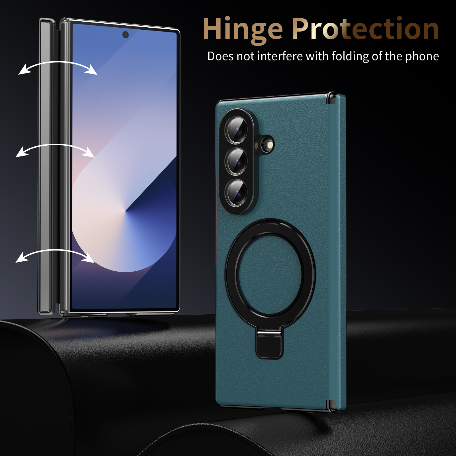 Compatible with Samsung Z Fold8/7 phone case, 6/5 case, electroplated leather, stand, 4/3 folding screen protector