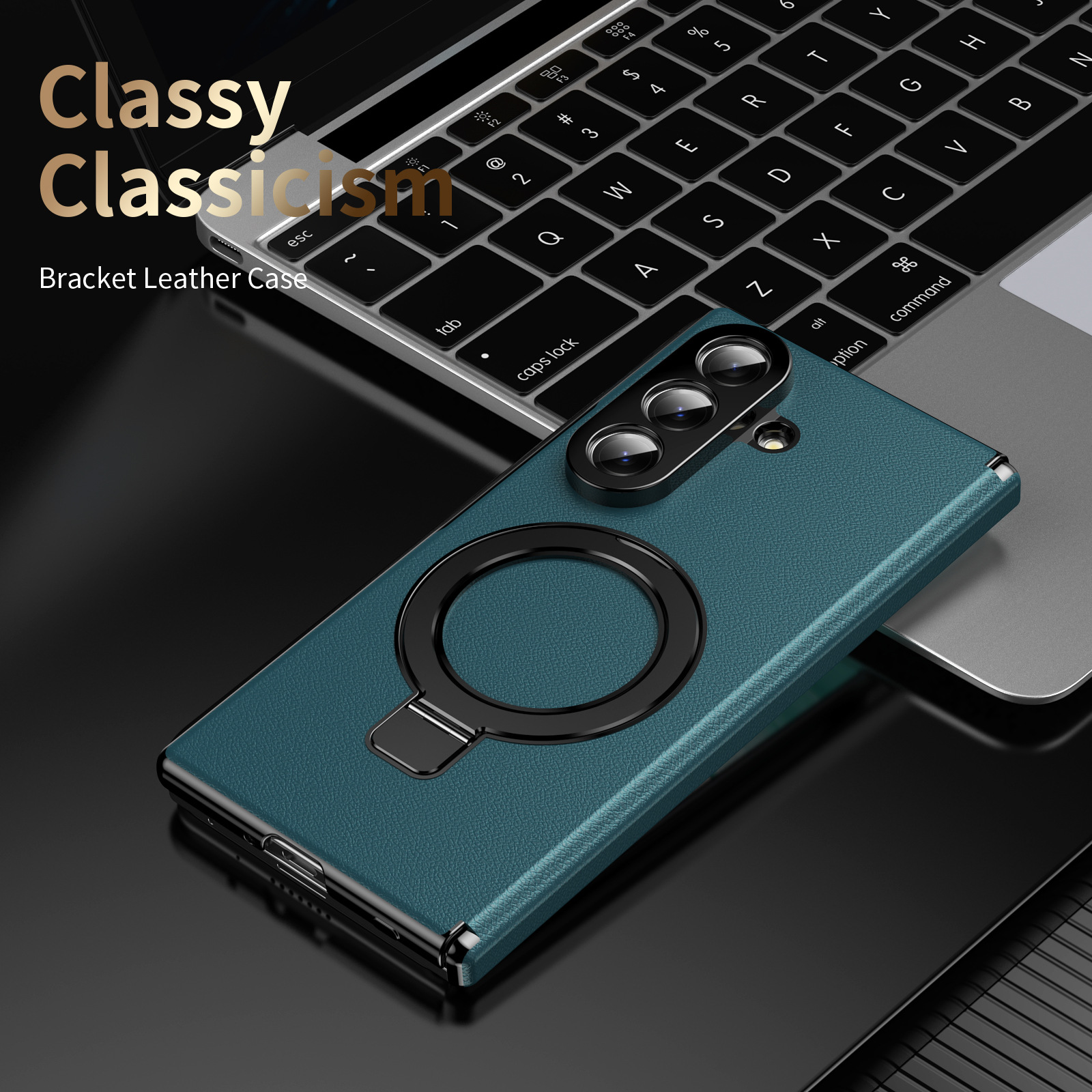 Compatible with Samsung Z Fold8/7 phone case, 6/5 case, electroplated leather, stand, 4/3 folding screen protector