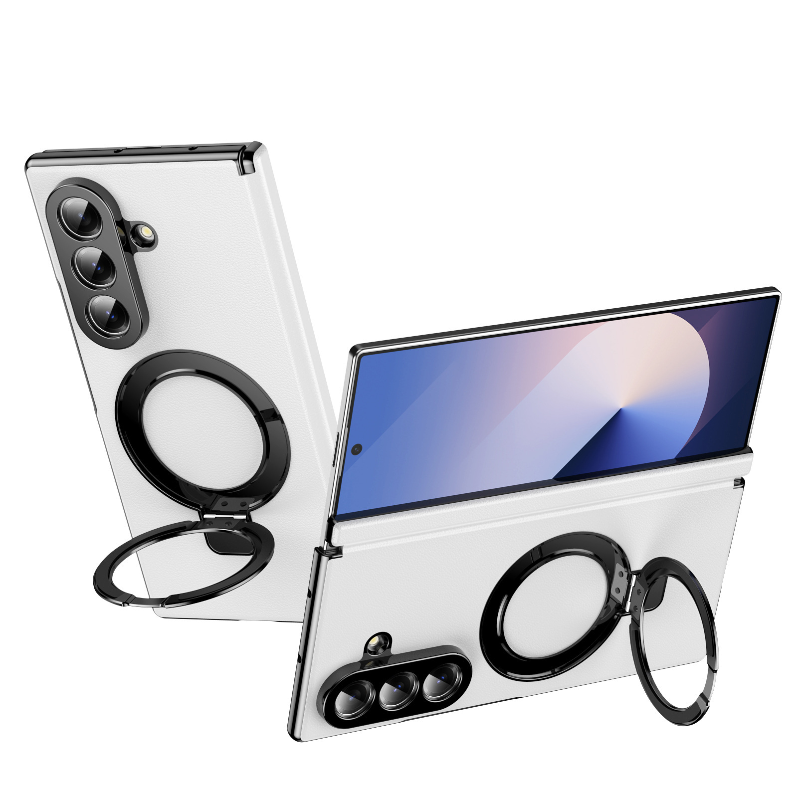 Compatible with Samsung Z Fold8/7 phone case, 6/5 case, electroplated leather, stand, 4/3 folding screen protector