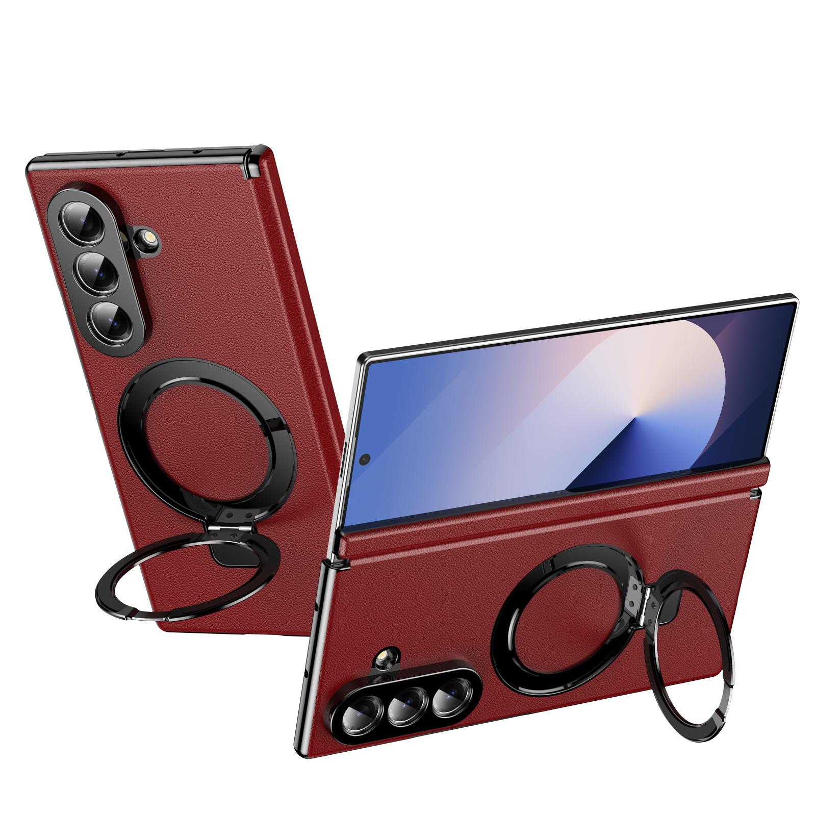 Compatible with Samsung Z Fold8/7 phone case, 6/5 case, electroplated leather, stand, 4/3 folding screen protector