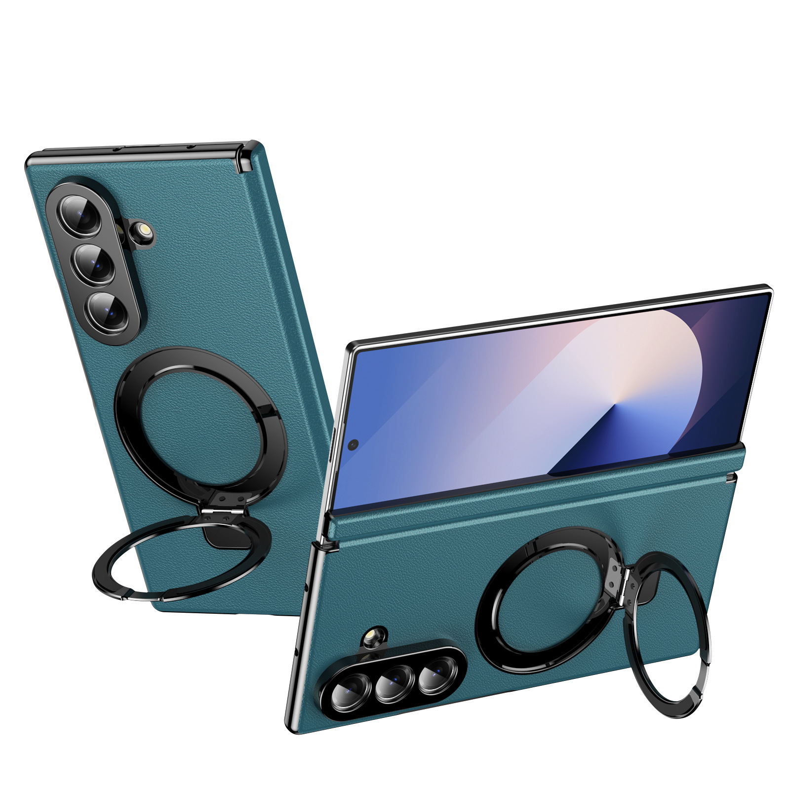 Compatible with Samsung Z Fold8/7 phone case, 6/5 case, electroplated leather, stand, 4/3 folding screen protector