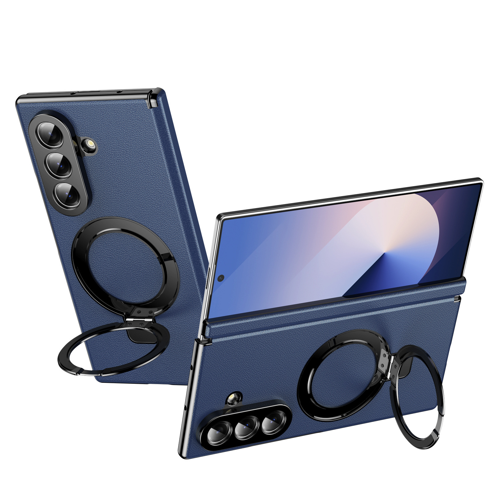 Compatible with Samsung Z Fold8/7 phone case, 6/5 case, electroplated leather, stand, 4/3 folding screen protector