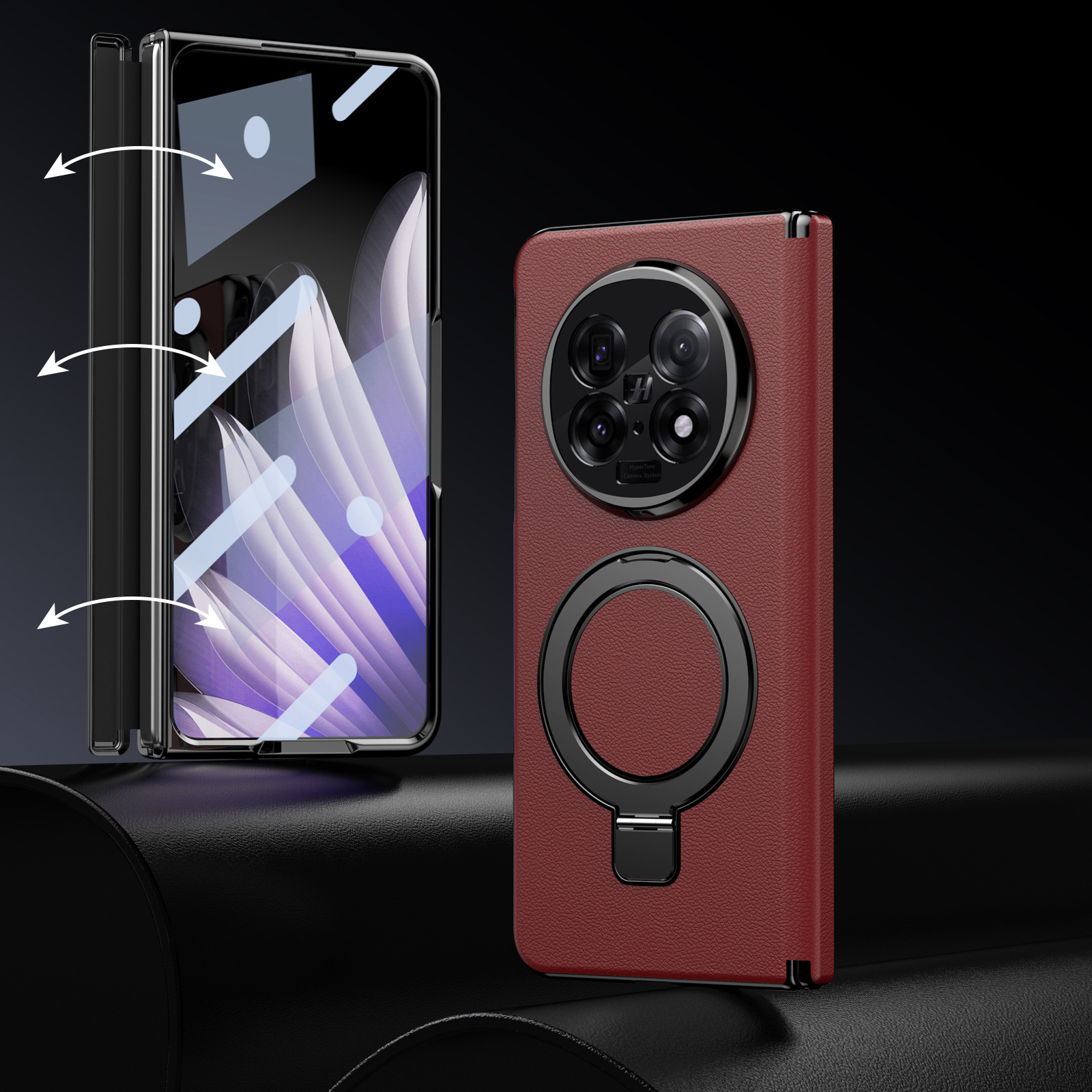 Compatible with Samsung Z Fold8/7 phone case, 6/5 case, electroplated leather, stand, 4/3 folding screen protector