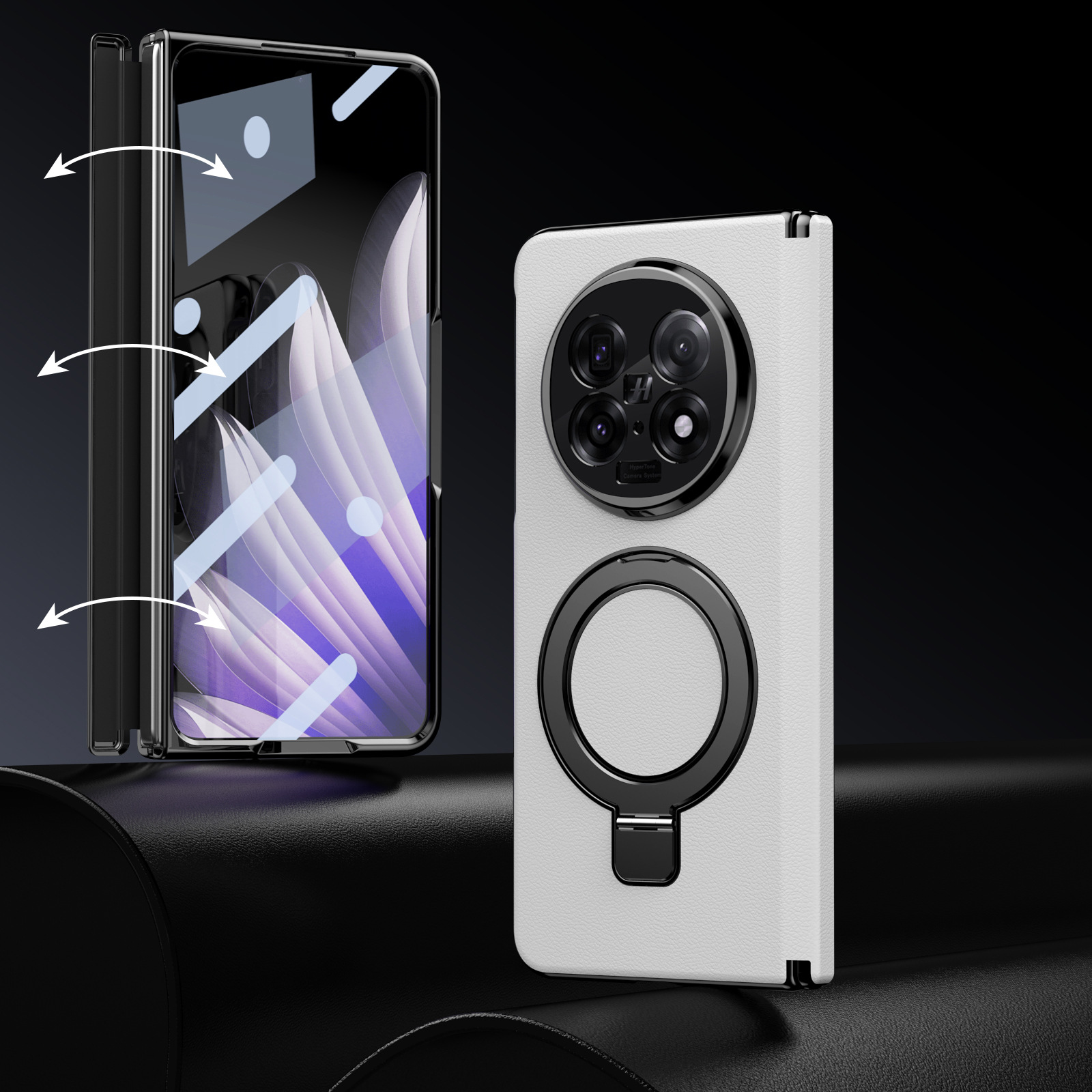 Compatible with Samsung Z Fold8/7 phone case, 6/5 case, electroplated leather, stand, 4/3 folding screen protector