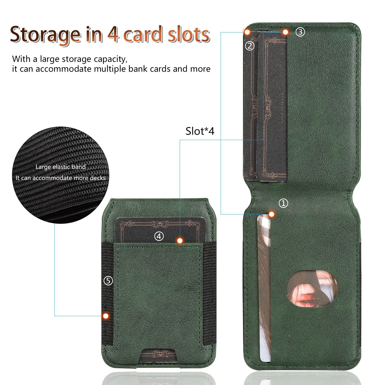 Compatible with Samsung Z Fold8 Ultra phone case, 7/6 magnetic card holder, 5/4 hinge case, full-coverage leather case