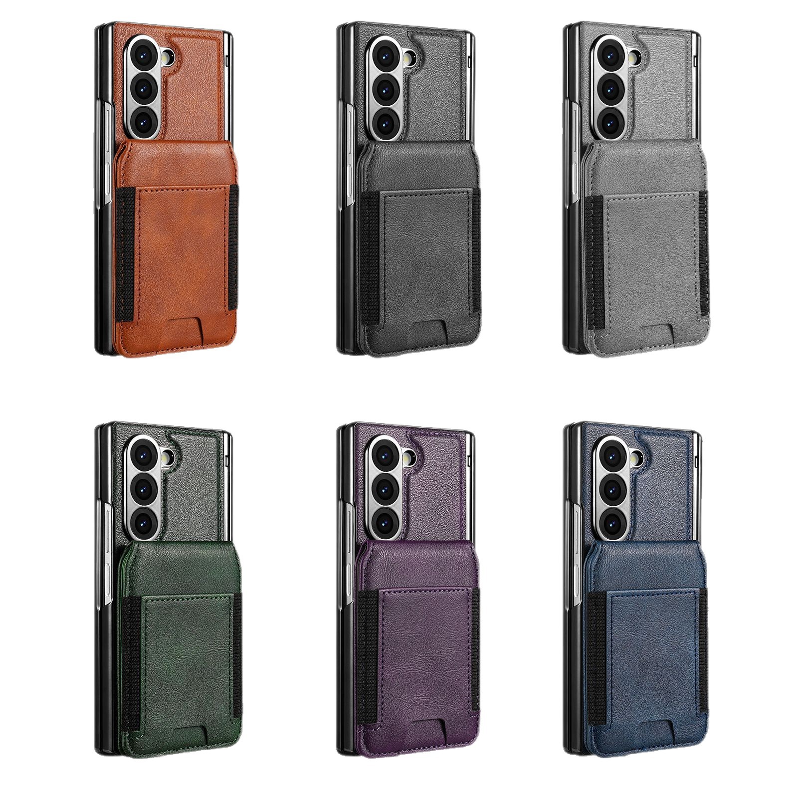 Compatible with Samsung Z Fold8 Ultra phone case, 7/6 magnetic card holder, 5/4 hinge case, full-coverage leather case