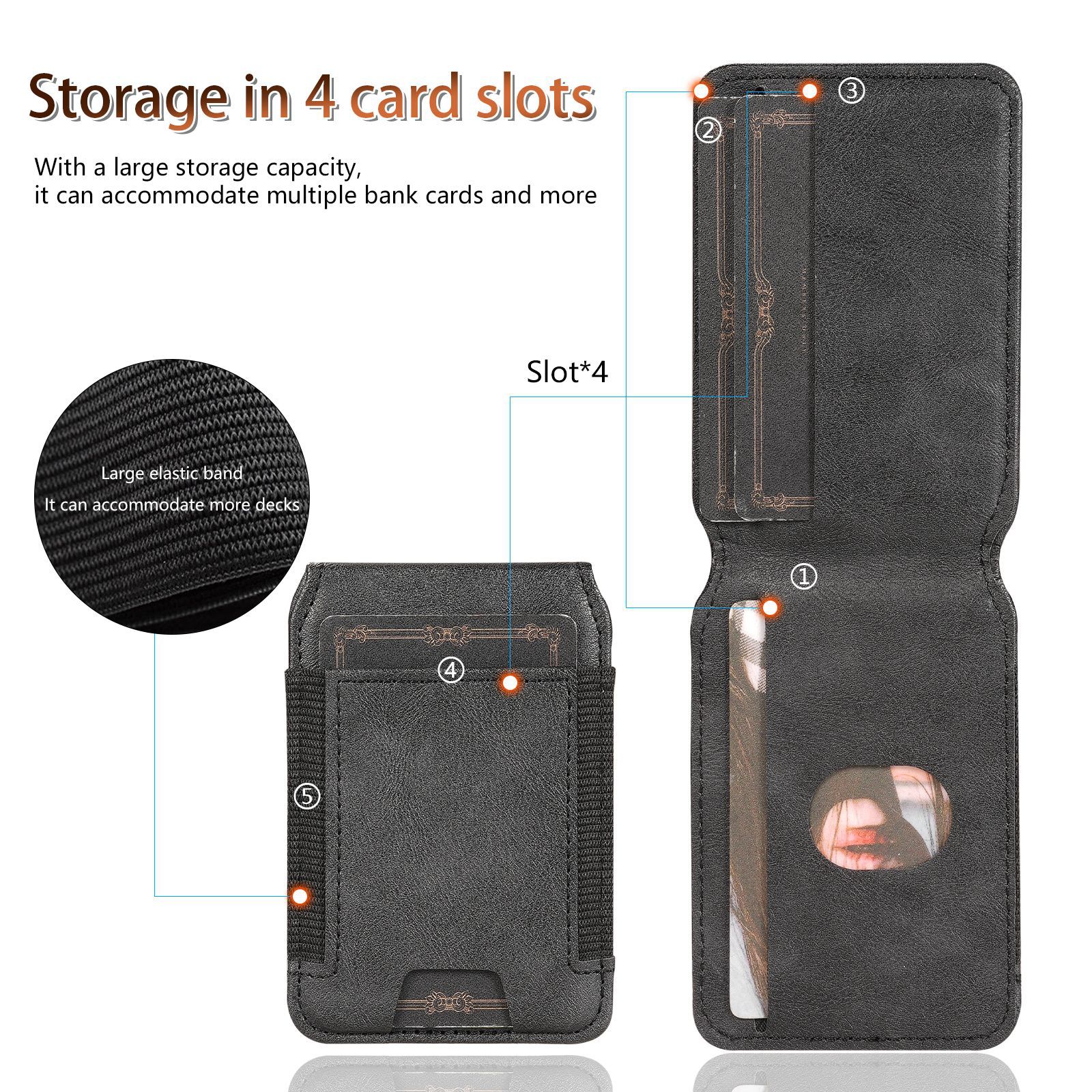 Compatible with Samsung Z Fold8 Ultra phone case, 7/6 magnetic card holder, 5/4 hinge case, full-coverage leather case