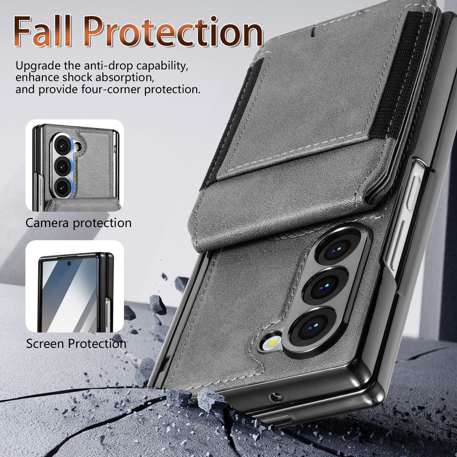 Compatible with Samsung Z Fold8 Ultra phone case, 7/6 magnetic card holder, 5/4 hinge case, full-coverage leather case