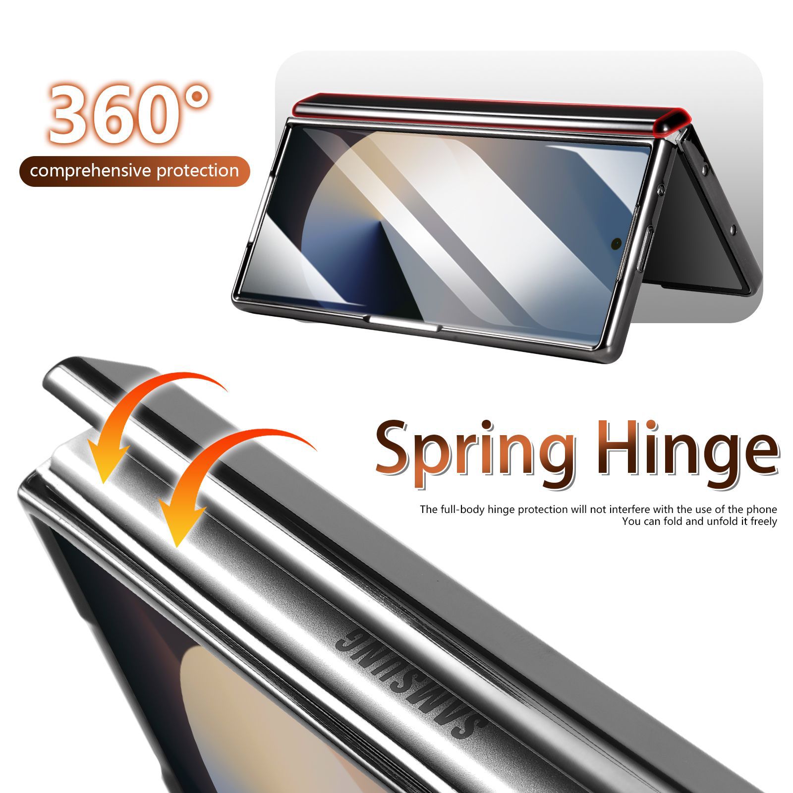 Compatible with Samsung Z Fold8 Ultra phone case, 7/6 magnetic card holder, 5/4 hinge case, full-coverage leather case