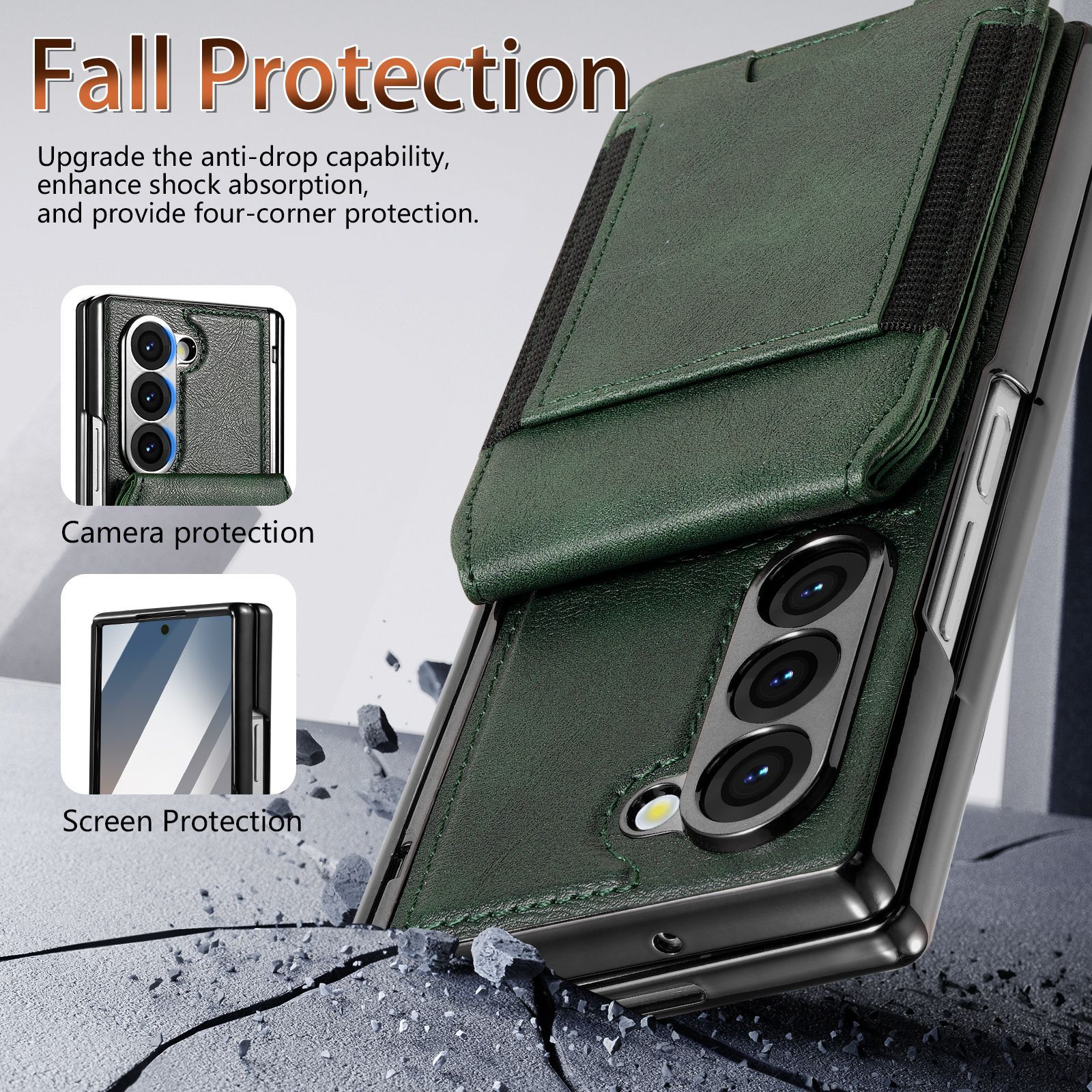 Compatible with Samsung Z Fold8 Ultra phone case, 7/6 magnetic card holder, 5/4 hinge case, full-coverage leather case