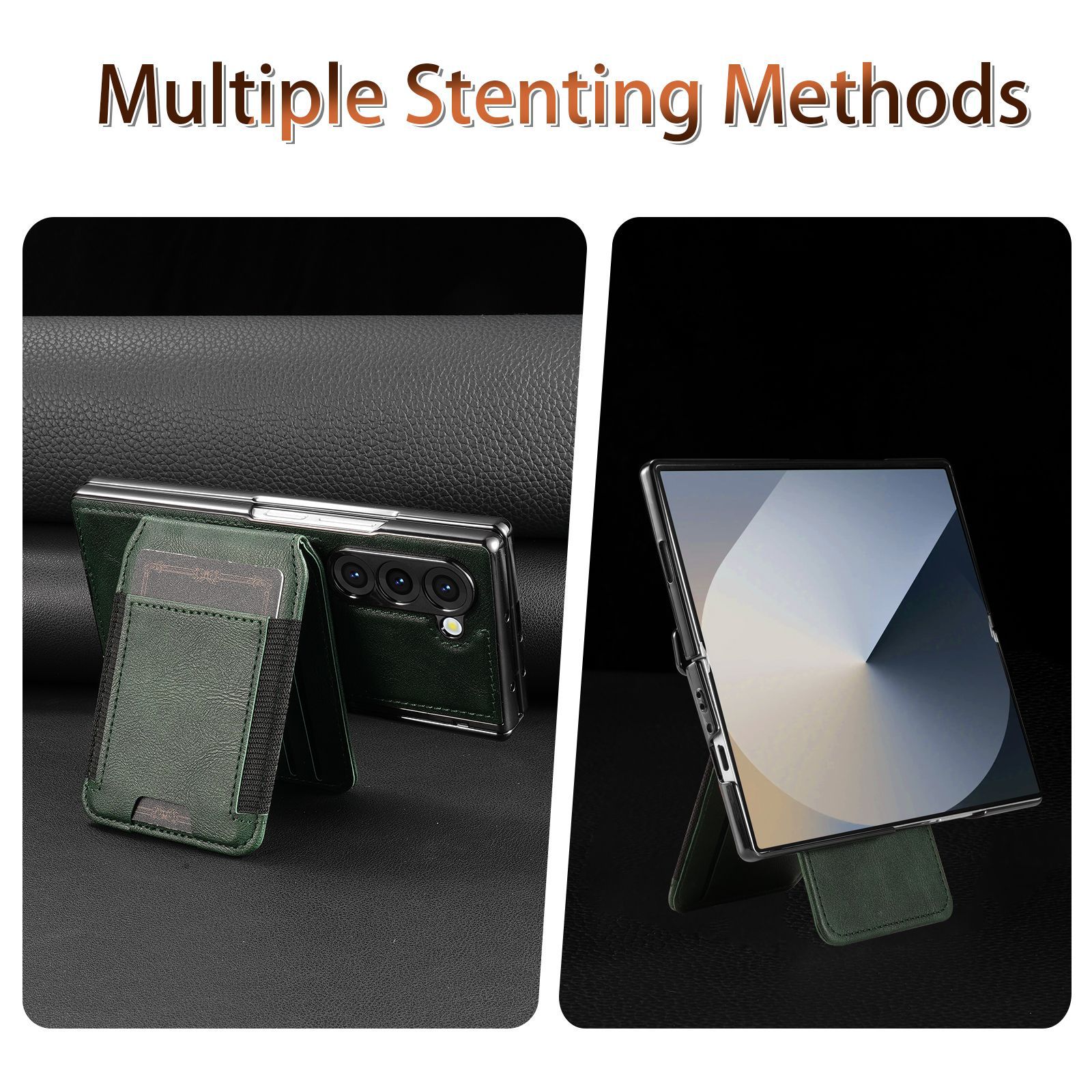 Compatible with Samsung Z Fold8 Ultra phone case, 7/6 magnetic card holder, 5/4 hinge case, full-coverage leather case