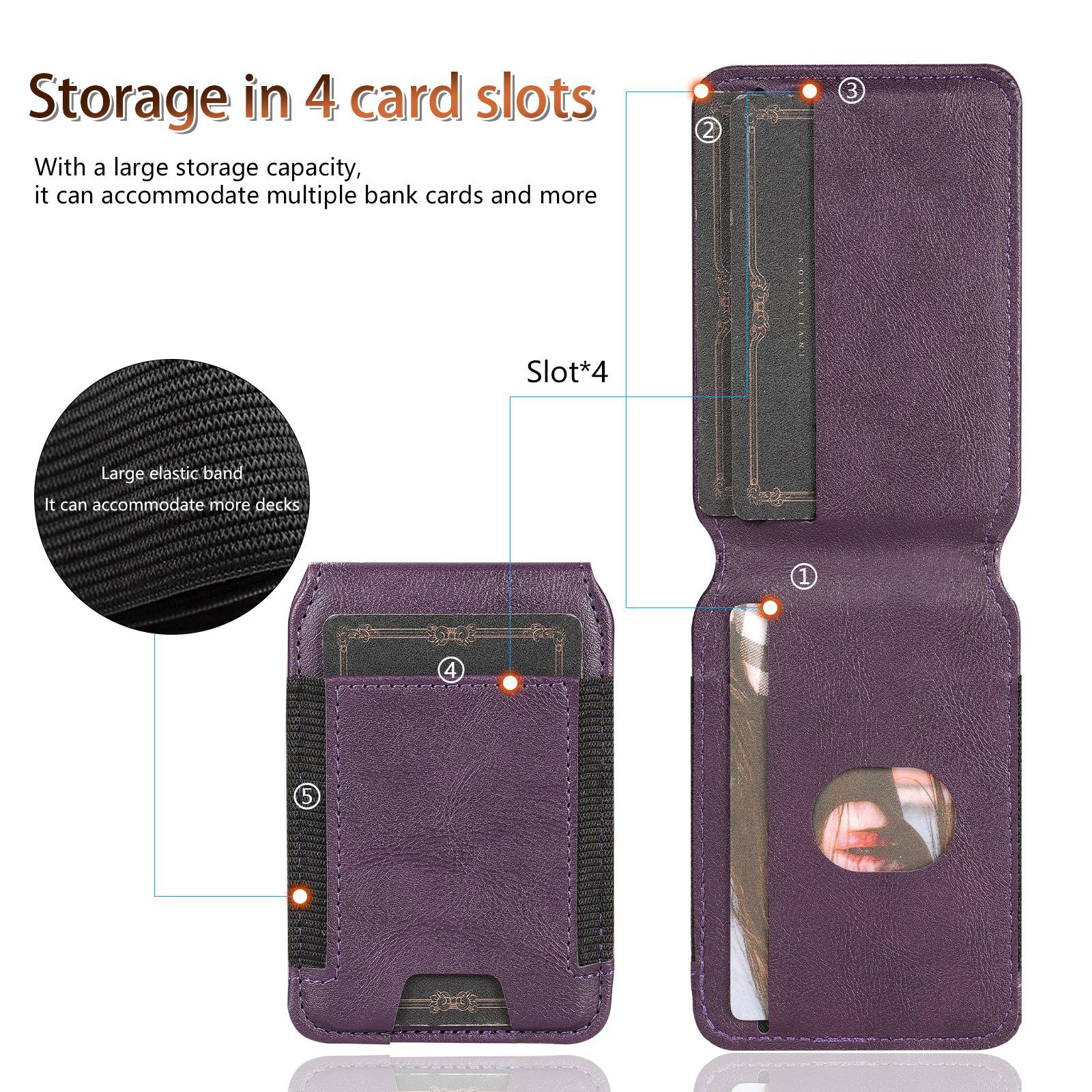 Compatible with Samsung Z Fold8 Ultra phone case, 7/6 magnetic card holder, 5/4 hinge case, full-coverage leather case