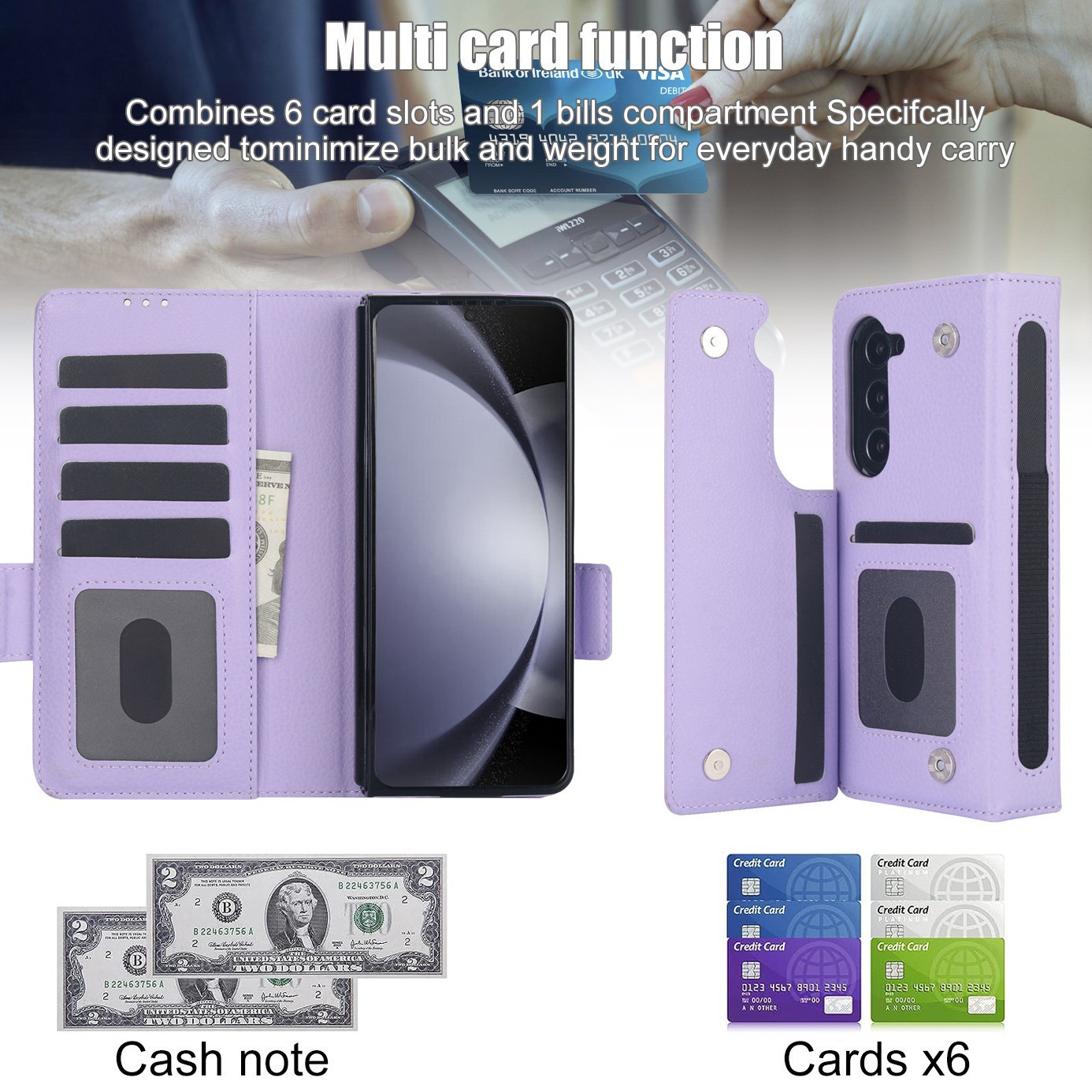 Compatible with Samsung Z Fold7/6/5 phone case, 4/3 SIM card slot, pen slot, multi-functional flip cover, folding stand, protective case