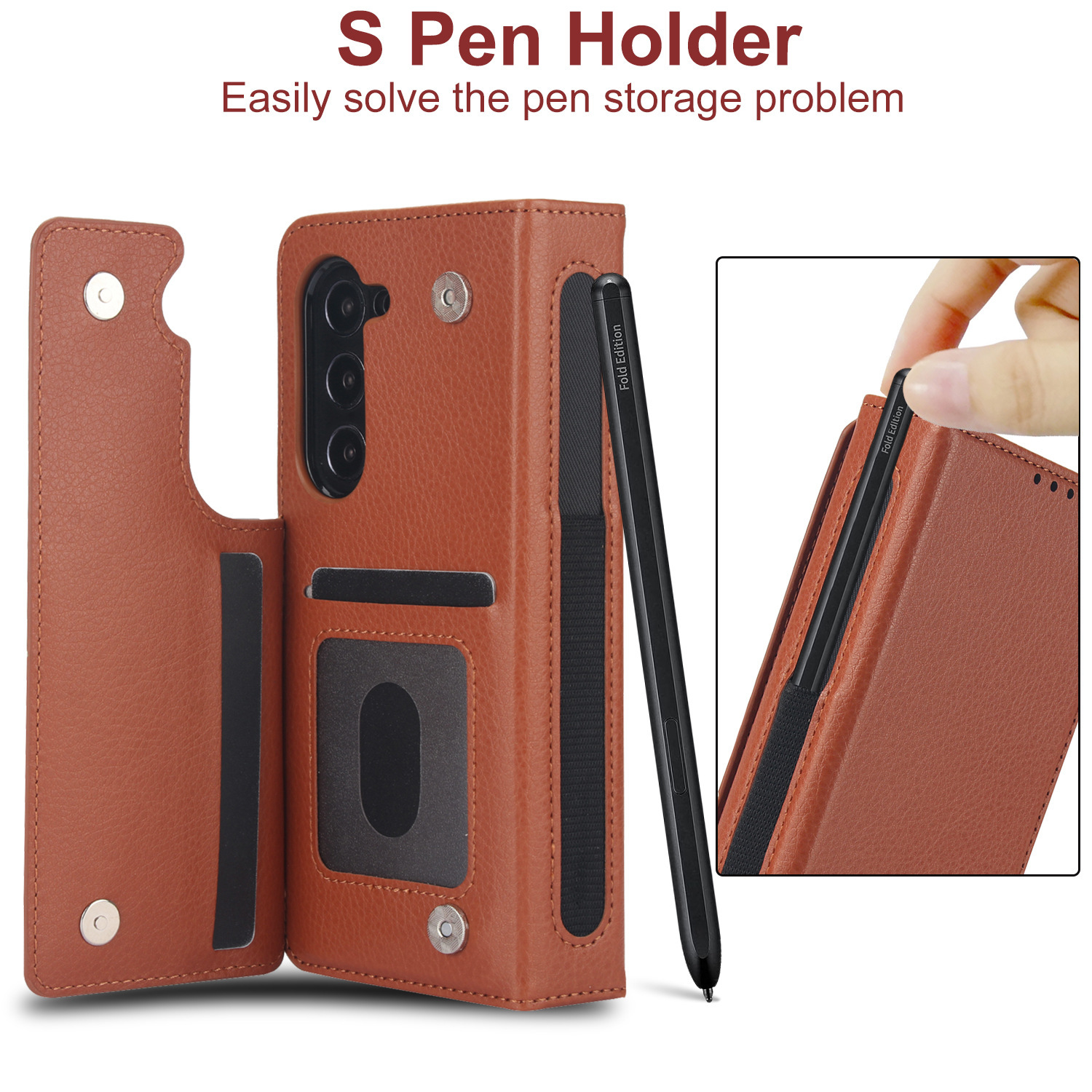 Compatible with Samsung Z Fold7/6/5 phone case, 4/3 SIM card slot, pen slot, multi-functional flip cover, folding stand, protective case