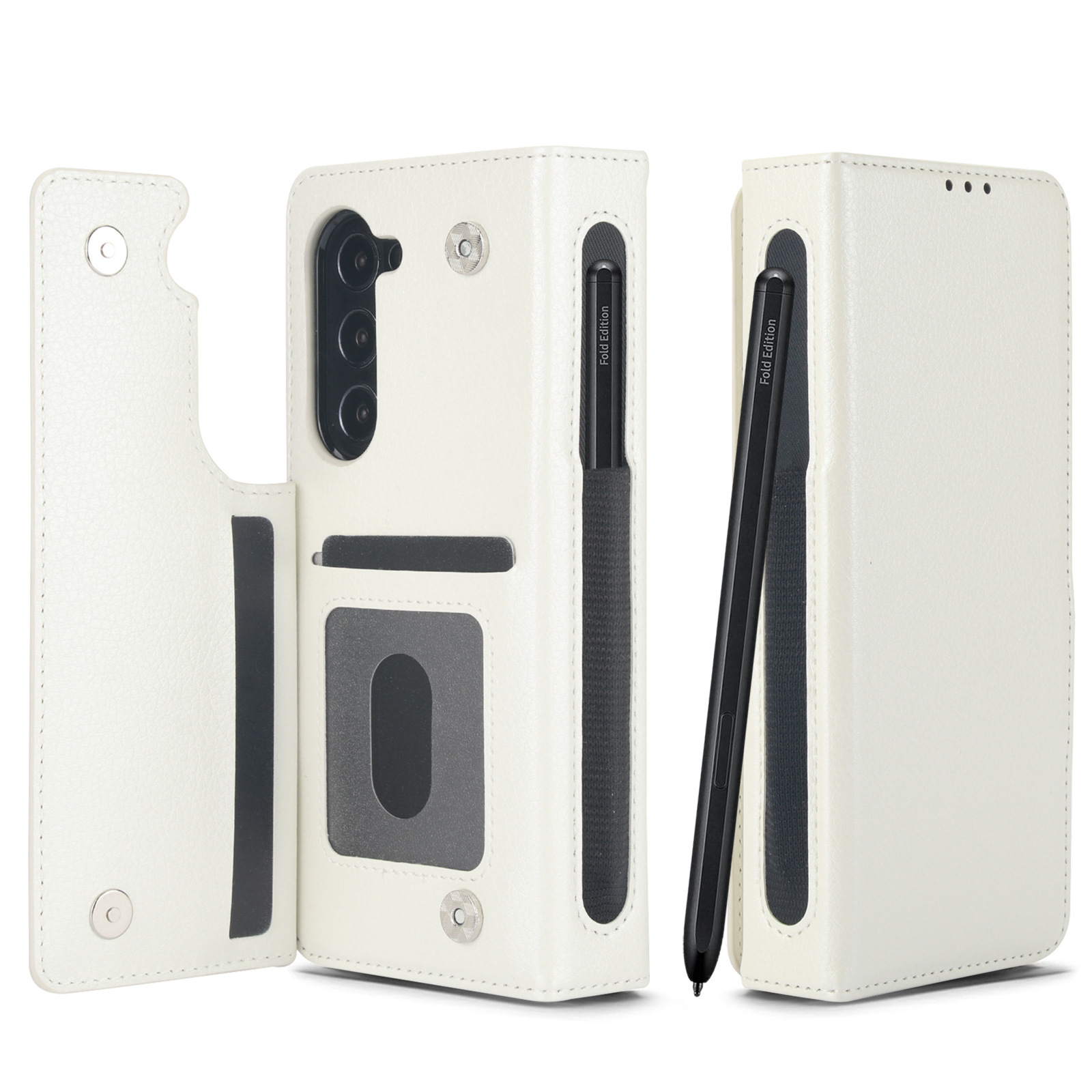Compatible with Samsung Z Fold7/6/5 phone case, 4/3 SIM card slot, pen slot, multi-functional flip cover, folding stand, protective case