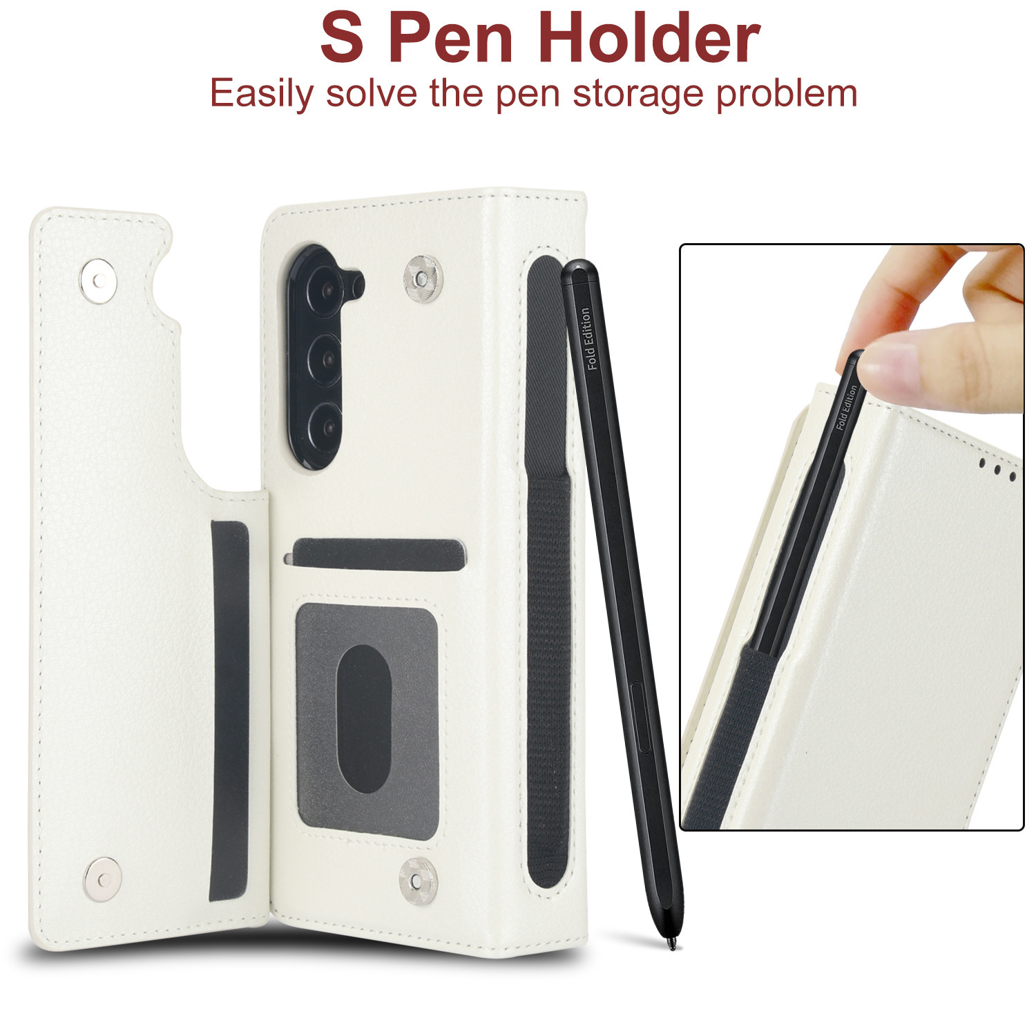 Compatible with Samsung Z Fold7/6/5 phone case, 4/3 SIM card slot, pen slot, multi-functional flip cover, folding stand, protective case