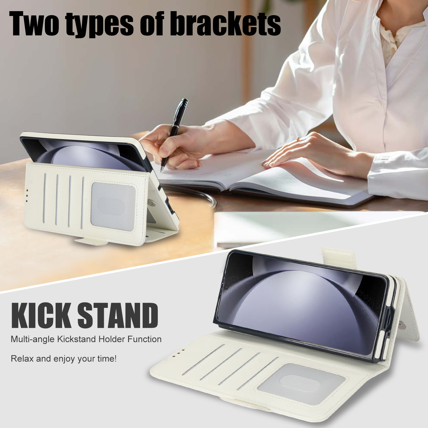 Compatible with Samsung Z Fold7/6/5 phone case, 4/3 SIM card slot, pen slot, multi-functional flip cover, folding stand, protective case