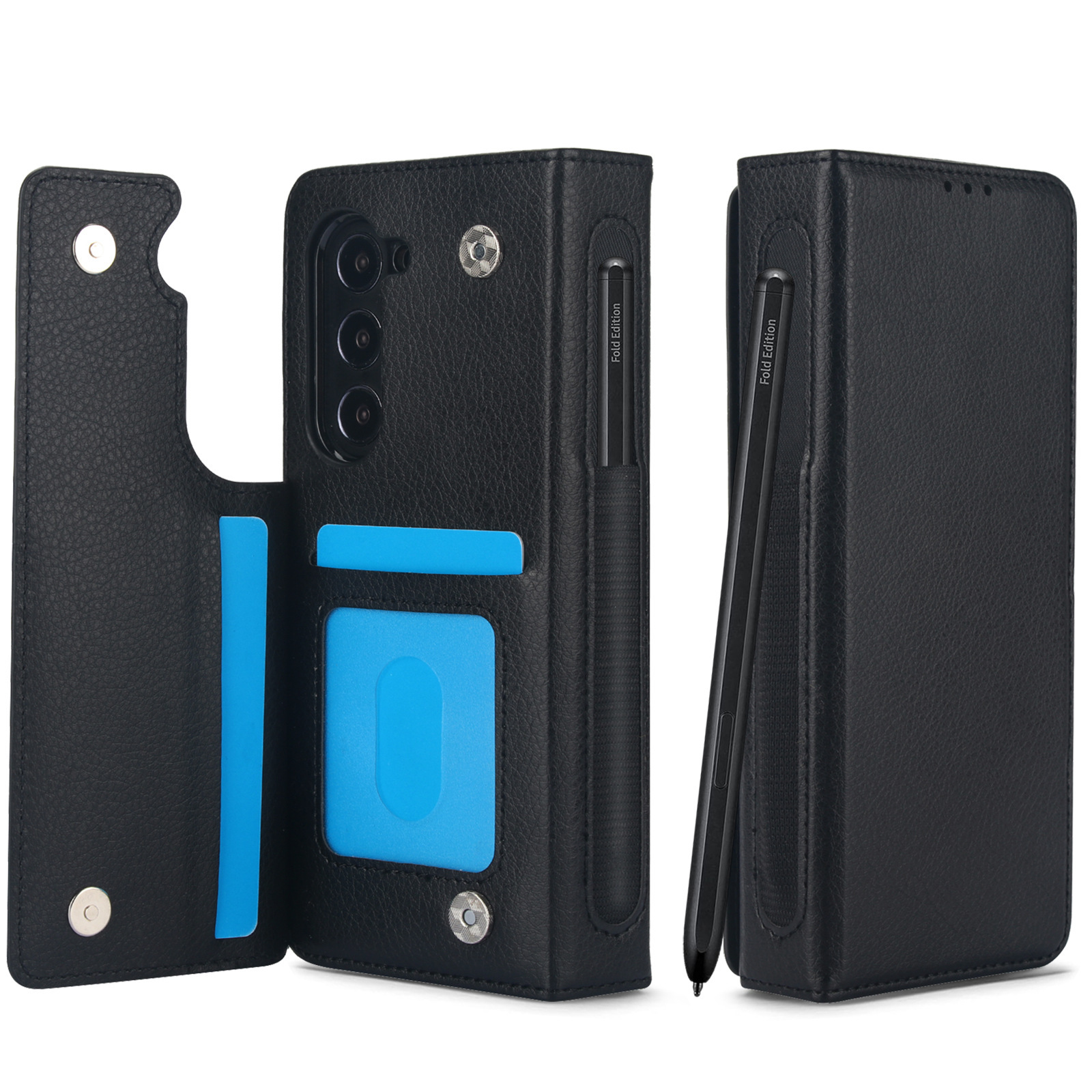 Compatible with Samsung Z Fold7/6/5 phone case, 4/3 SIM card slot, pen slot, multi-functional flip cover, folding stand, protective case