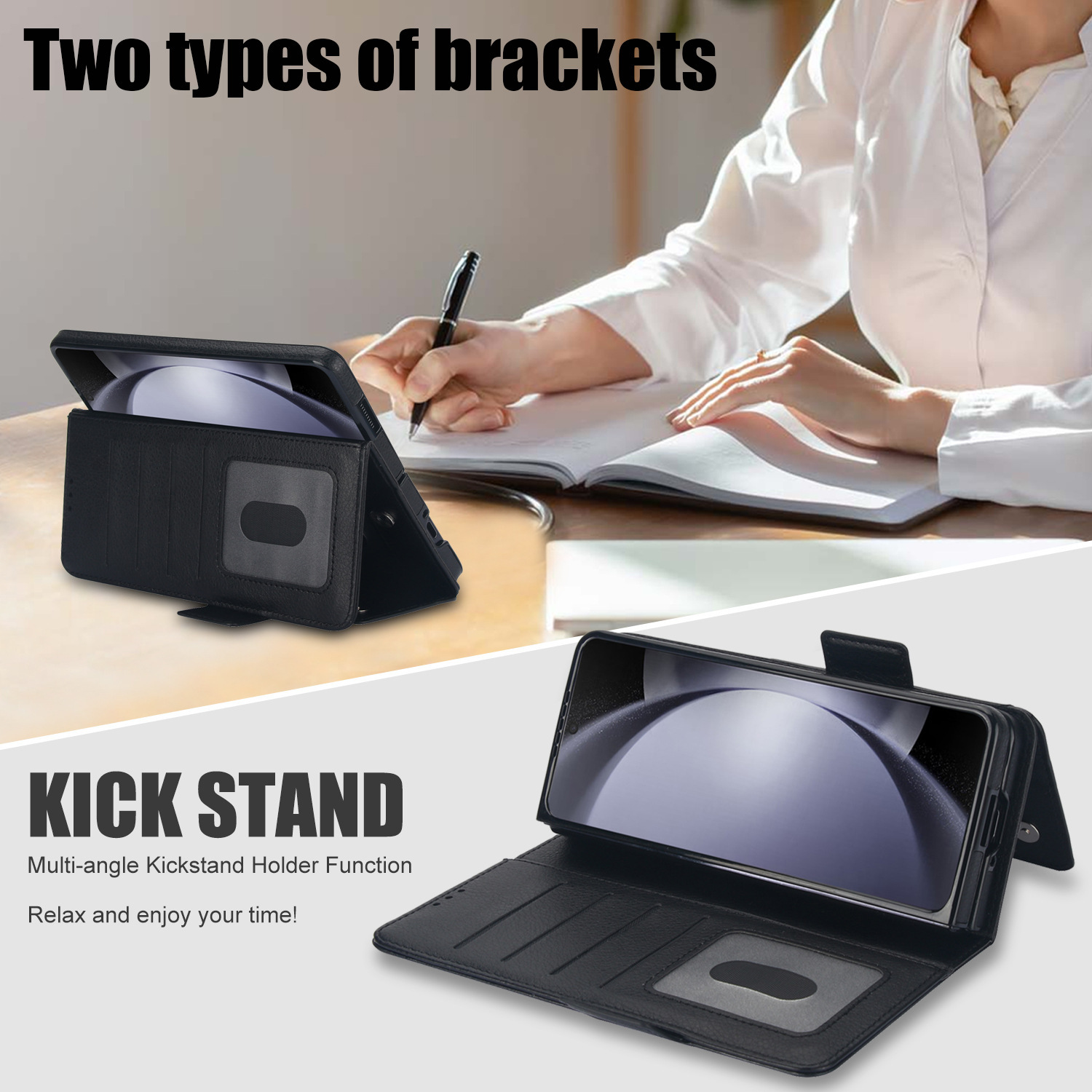 Compatible with Samsung Z Fold7/6/5 phone case, 4/3 SIM card slot, pen slot, multi-functional flip cover, folding stand, protective case