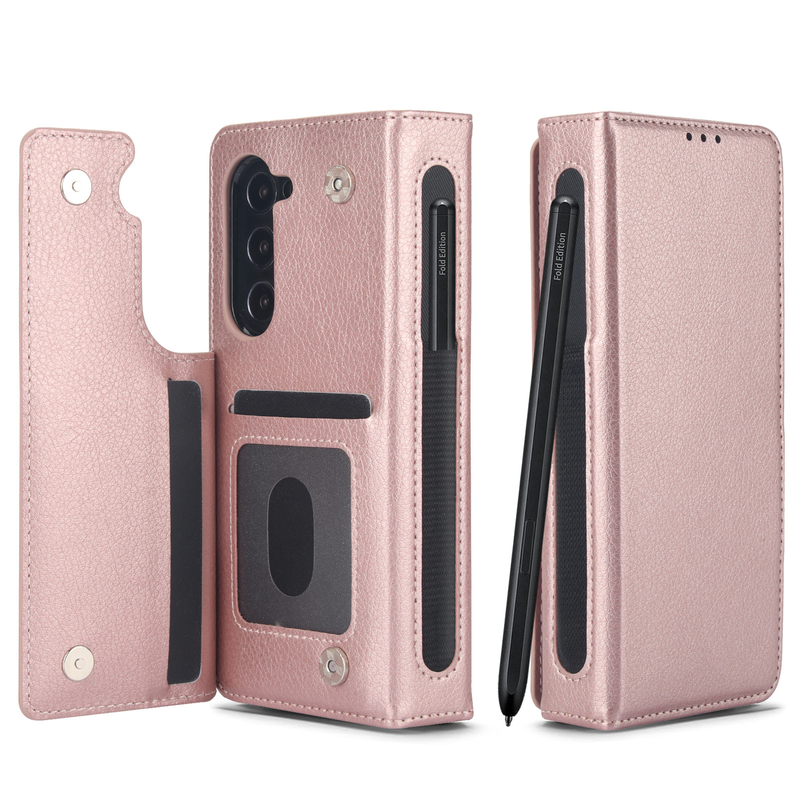 Compatible with Samsung Z Fold7/6/5 phone case, 4/3 SIM card slot, pen slot, multi-functional flip cover, folding stand, protective case