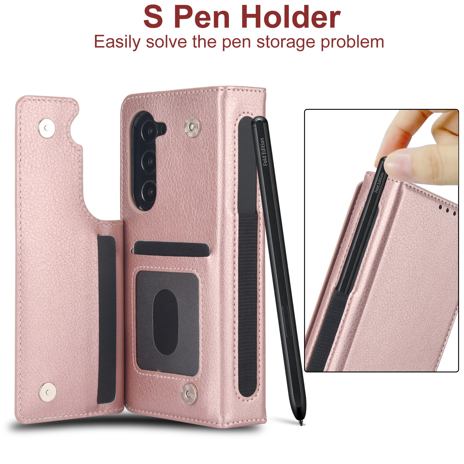 Compatible with Samsung Z Fold7/6/5 phone case, 4/3 SIM card slot, pen slot, multi-functional flip cover, folding stand, protective case