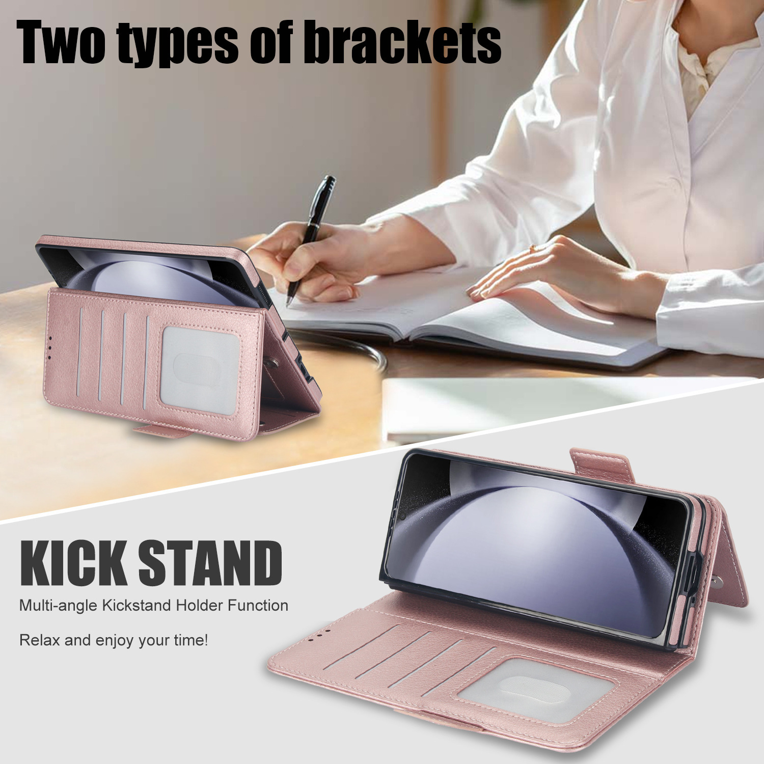 Compatible with Samsung Z Fold7/6/5 phone case, 4/3 SIM card slot, pen slot, multi-functional flip cover, folding stand, protective case