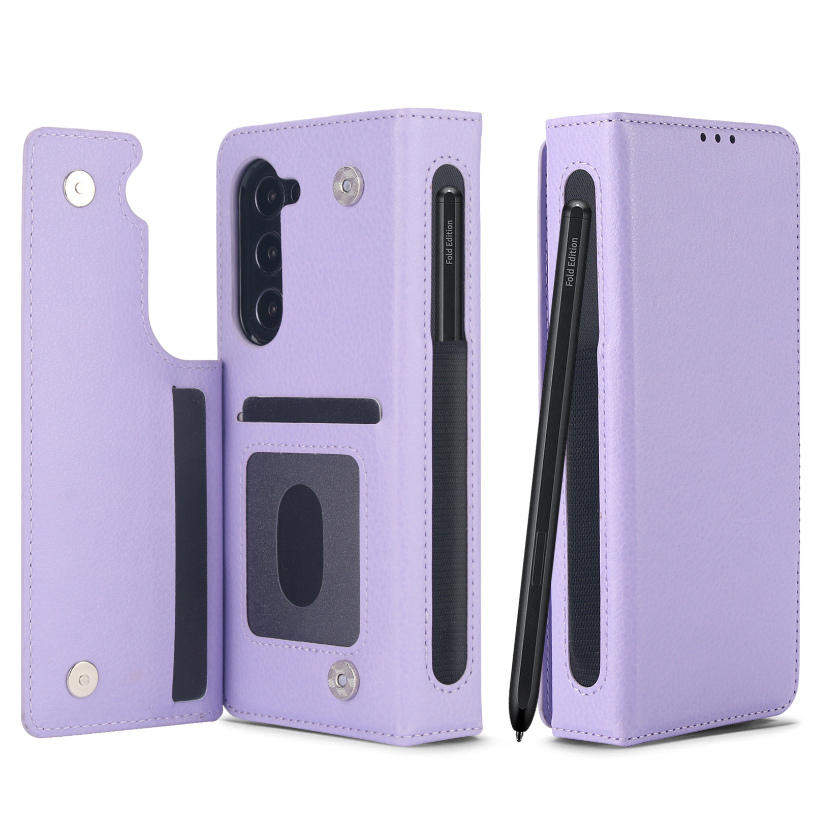 Compatible with Samsung Z Fold7/6/5 phone case, 4/3 SIM card slot, pen slot, multi-functional flip cover, folding stand, protective case