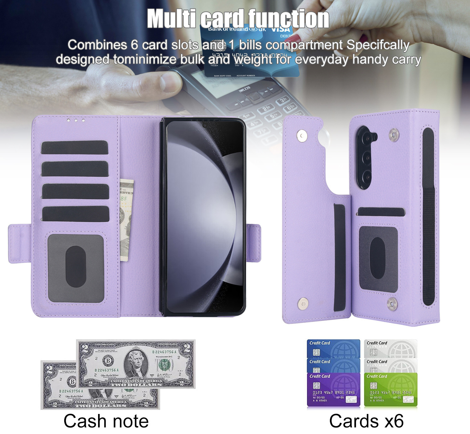 Compatible with Samsung Z Fold7/6/5 phone case, 4/3 SIM card slot, pen slot, multi-functional flip cover, folding stand, protective case