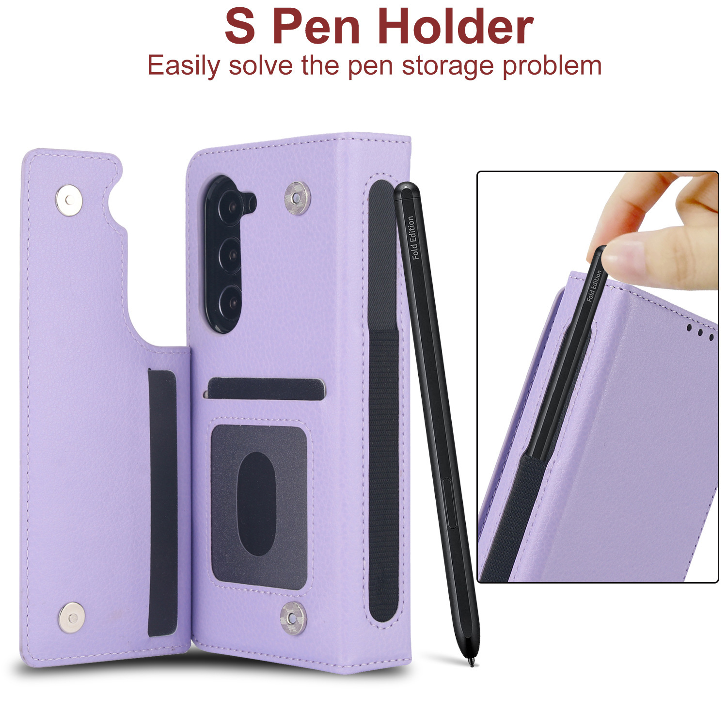 Compatible with Samsung Z Fold7/6/5 phone case, 4/3 SIM card slot, pen slot, multi-functional flip cover, folding stand, protective case
