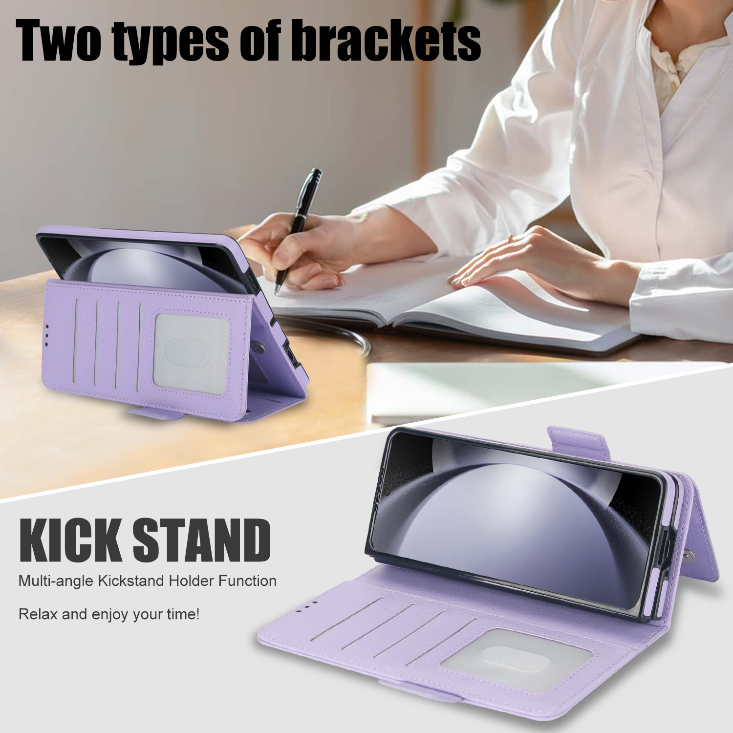 Compatible with Samsung Z Fold7/6/5 phone case, 4/3 SIM card slot, pen slot, multi-functional flip cover, folding stand, protective case