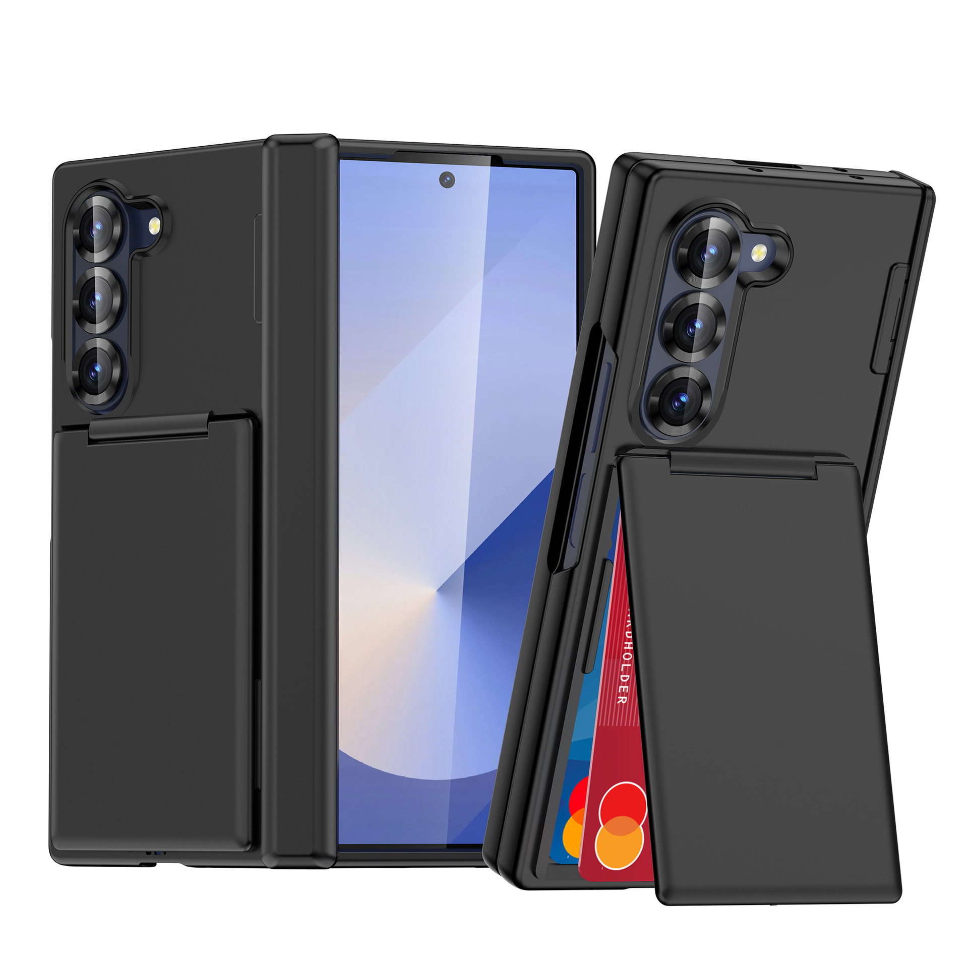 Compatible with Samsung Z Fold7/6 phone case, central axis card holder, solid color frosted transparent protective case, Amazon.