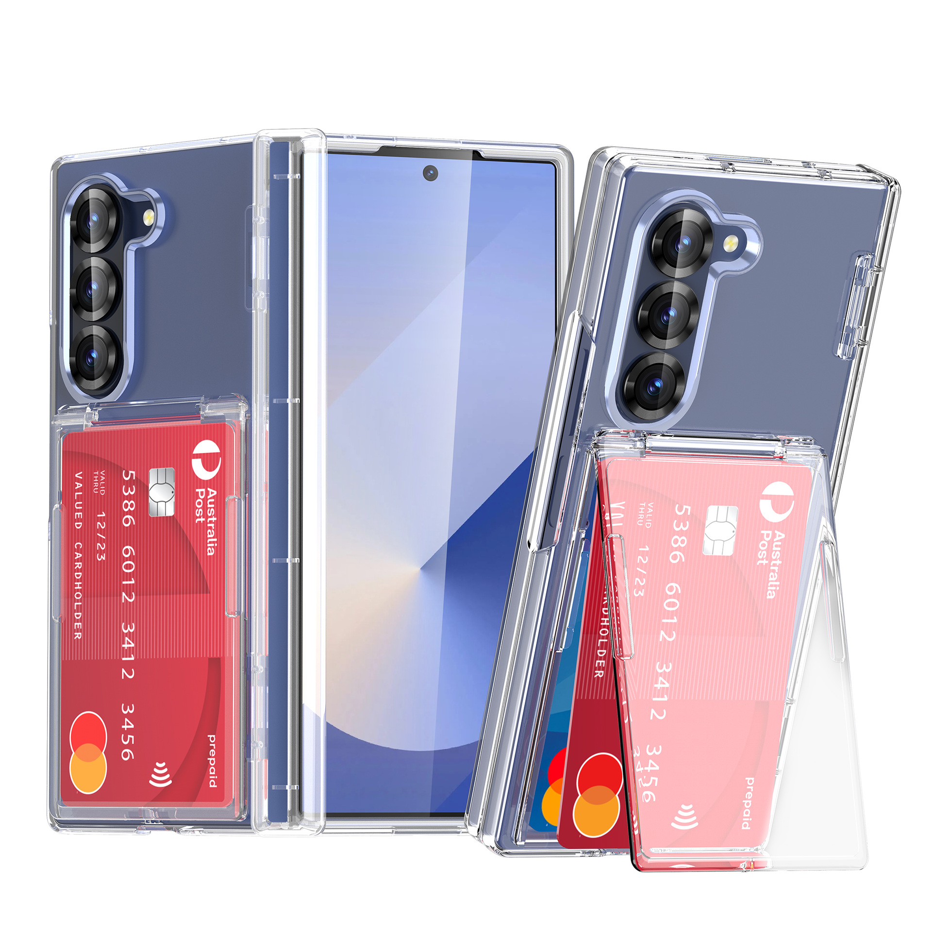 Compatible with Samsung Z Fold7/6 phone case, central axis card holder, solid color frosted transparent protective case, Amazon.