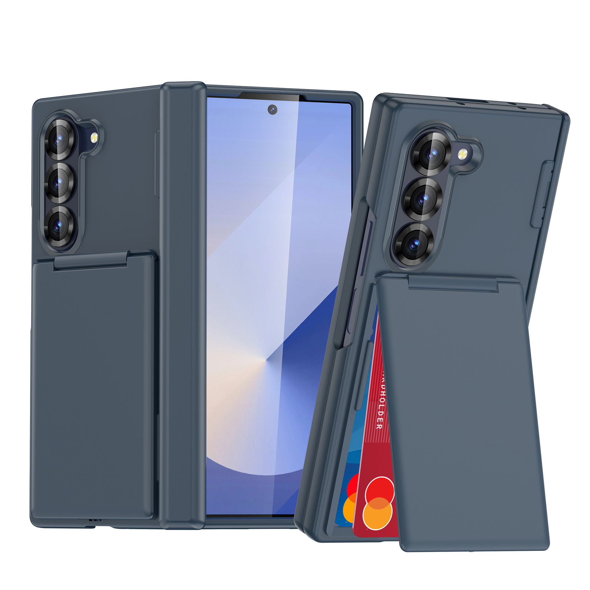 Compatible with Samsung Z Fold7/6 phone case, central axis card holder, solid color frosted transparent protective case, Amazon.
